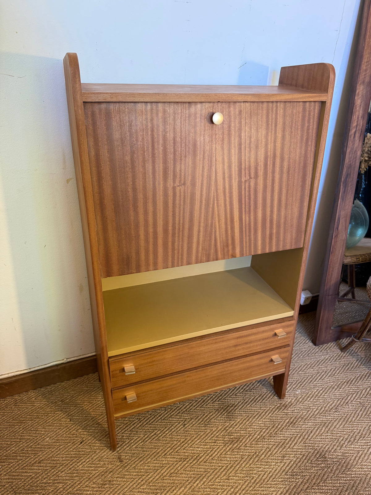 Secrétaire vintage compact placage acajou