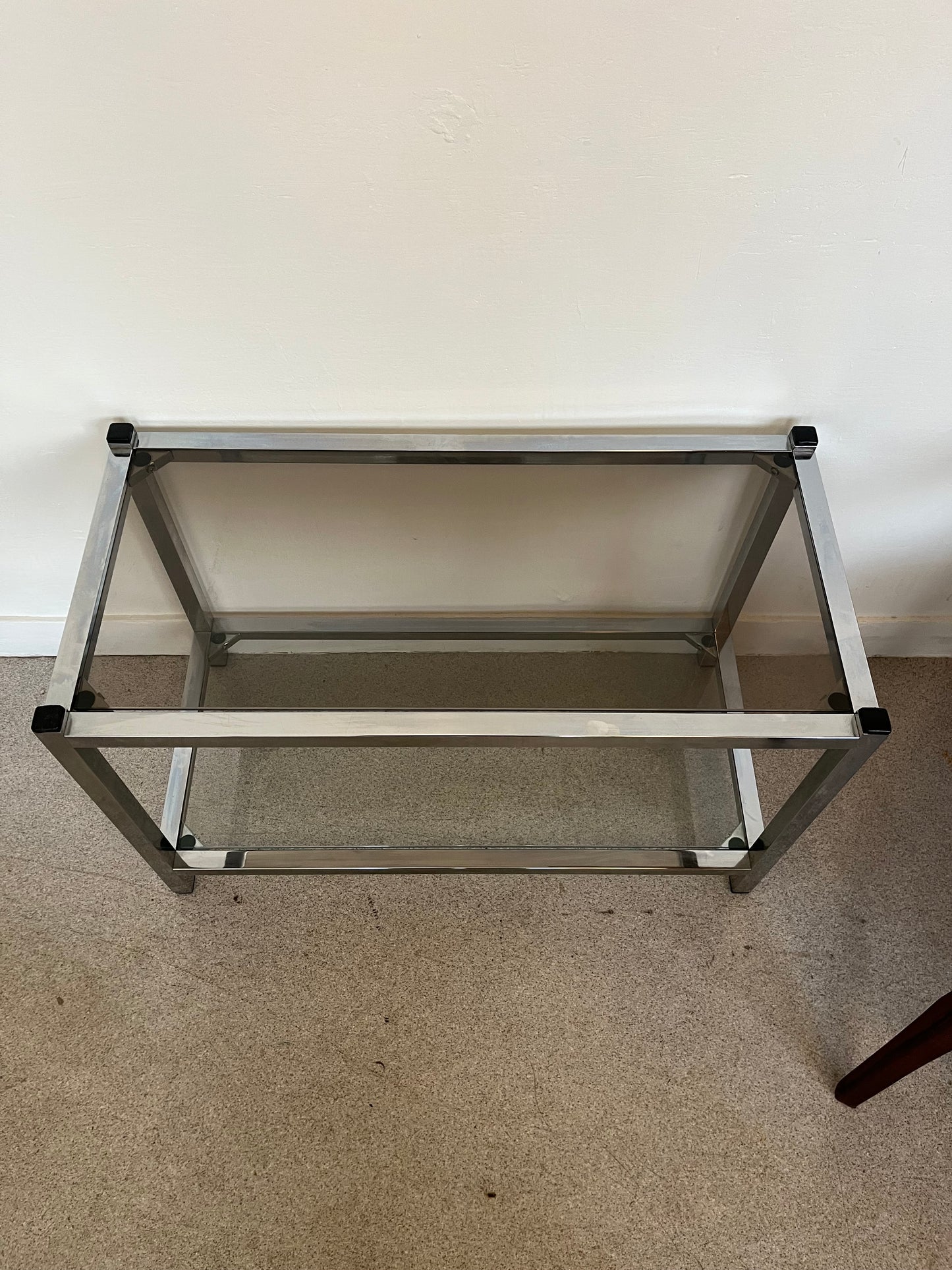 Console en verre et chrome table d'appoint vintage