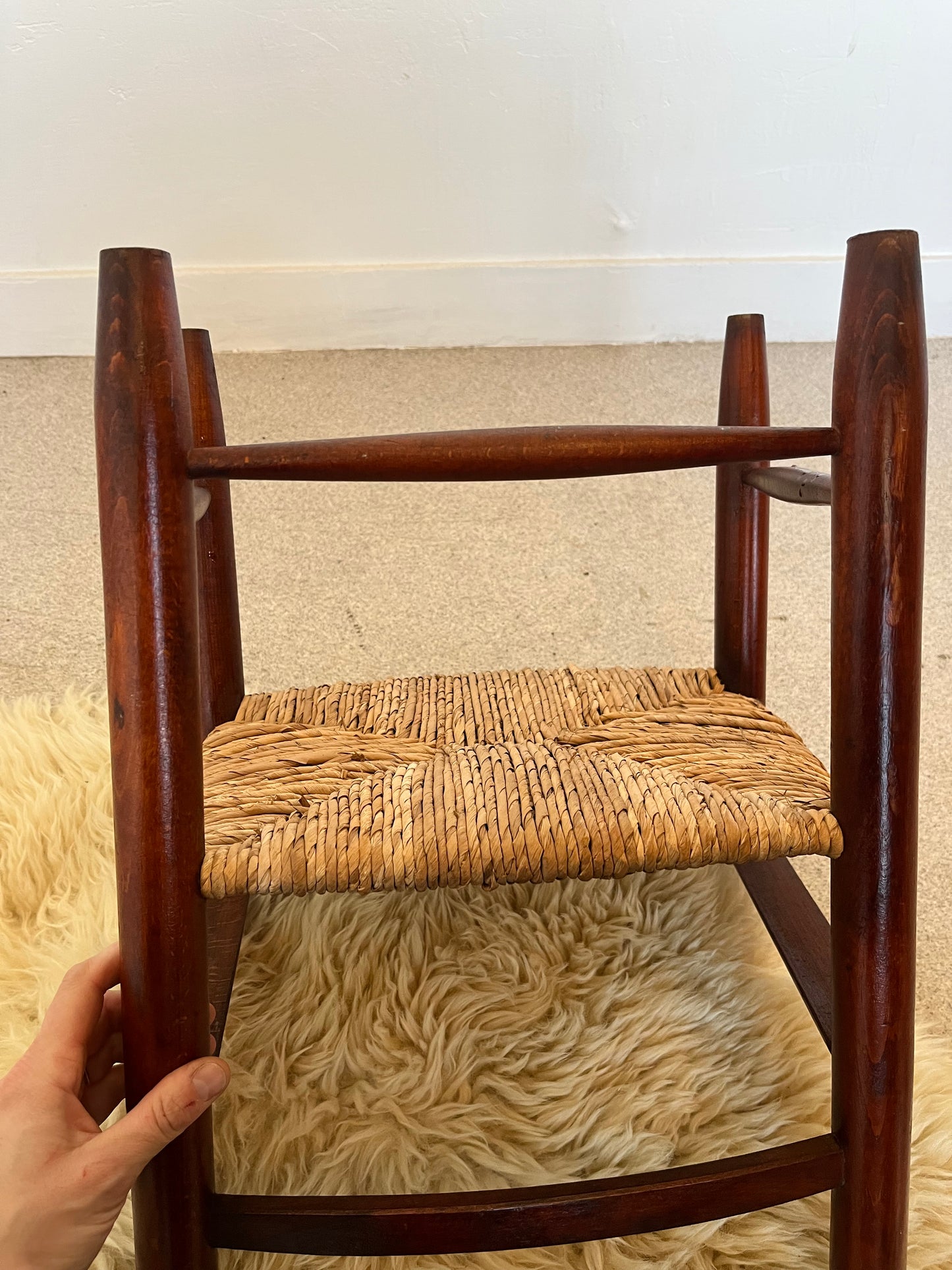 Chaise enfant vintage paille et bois