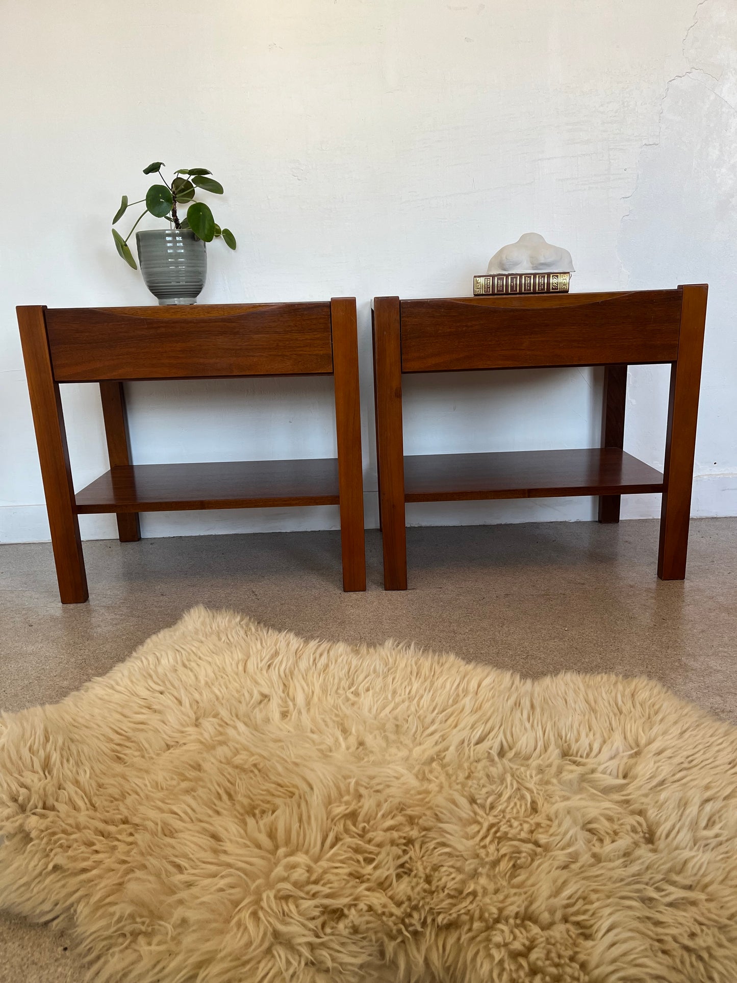 Paire de chevets vintage en teck et placage teck fabrication allemande