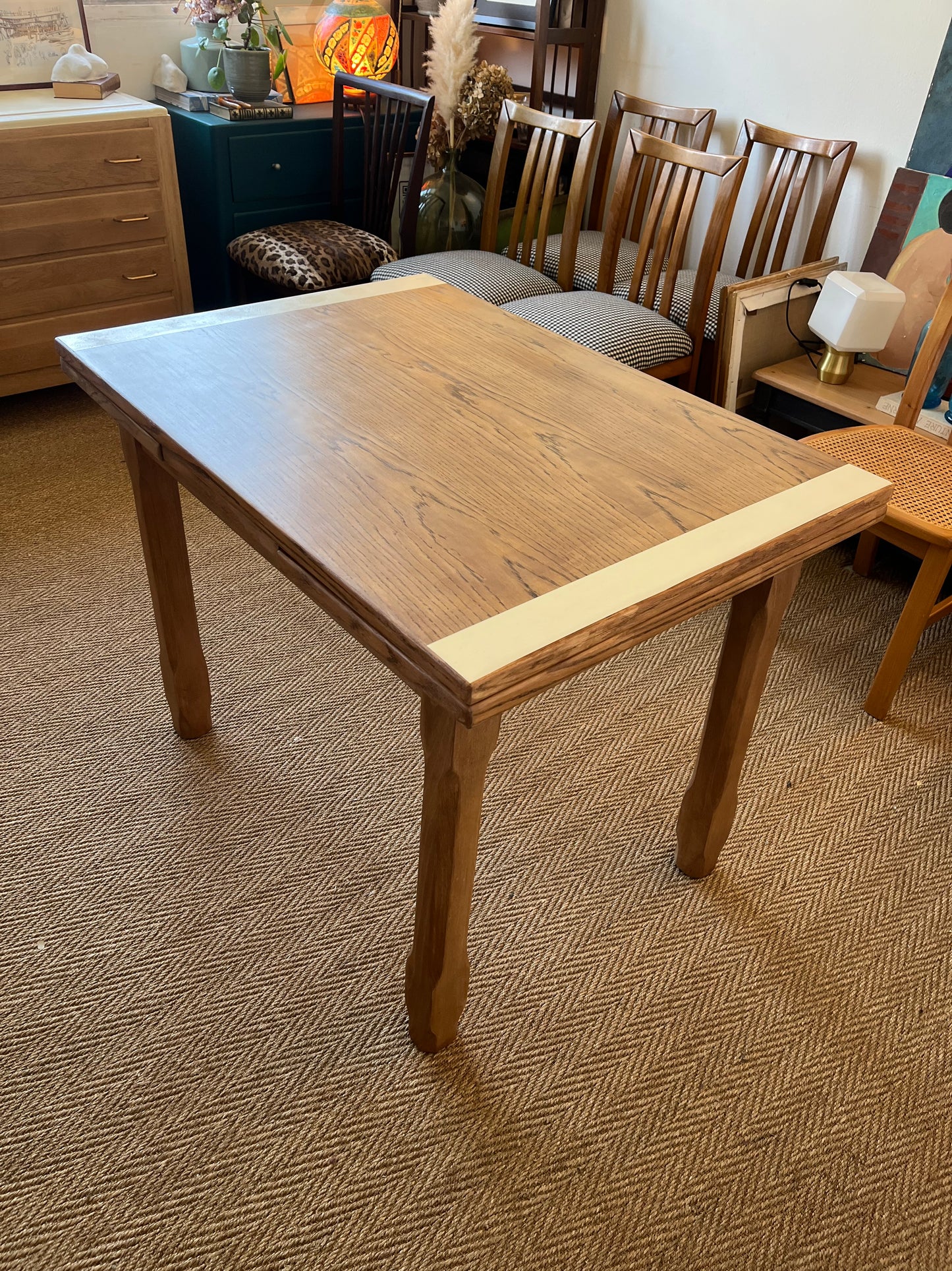 Table de salle à manger extensible vintage façon table de ferme