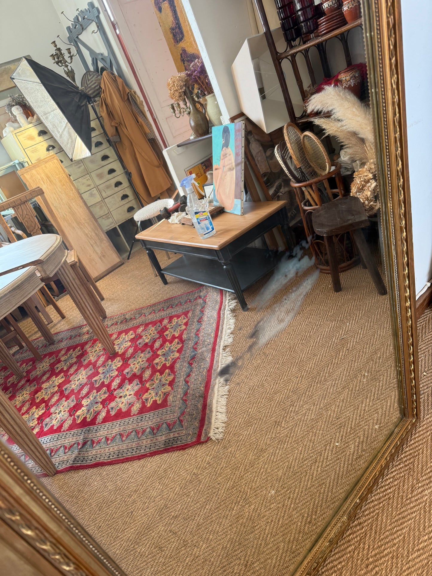 Miroir ancien doré bois et stuc