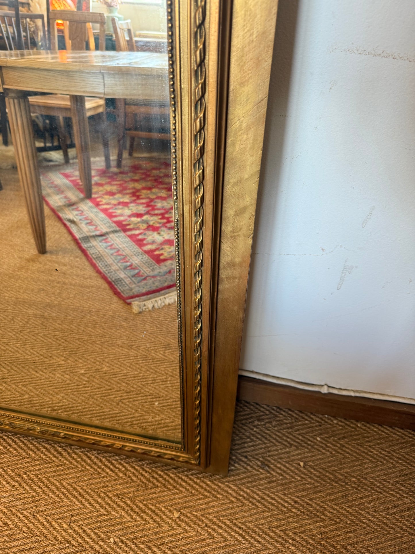 Miroir ancien doré bois et stuc