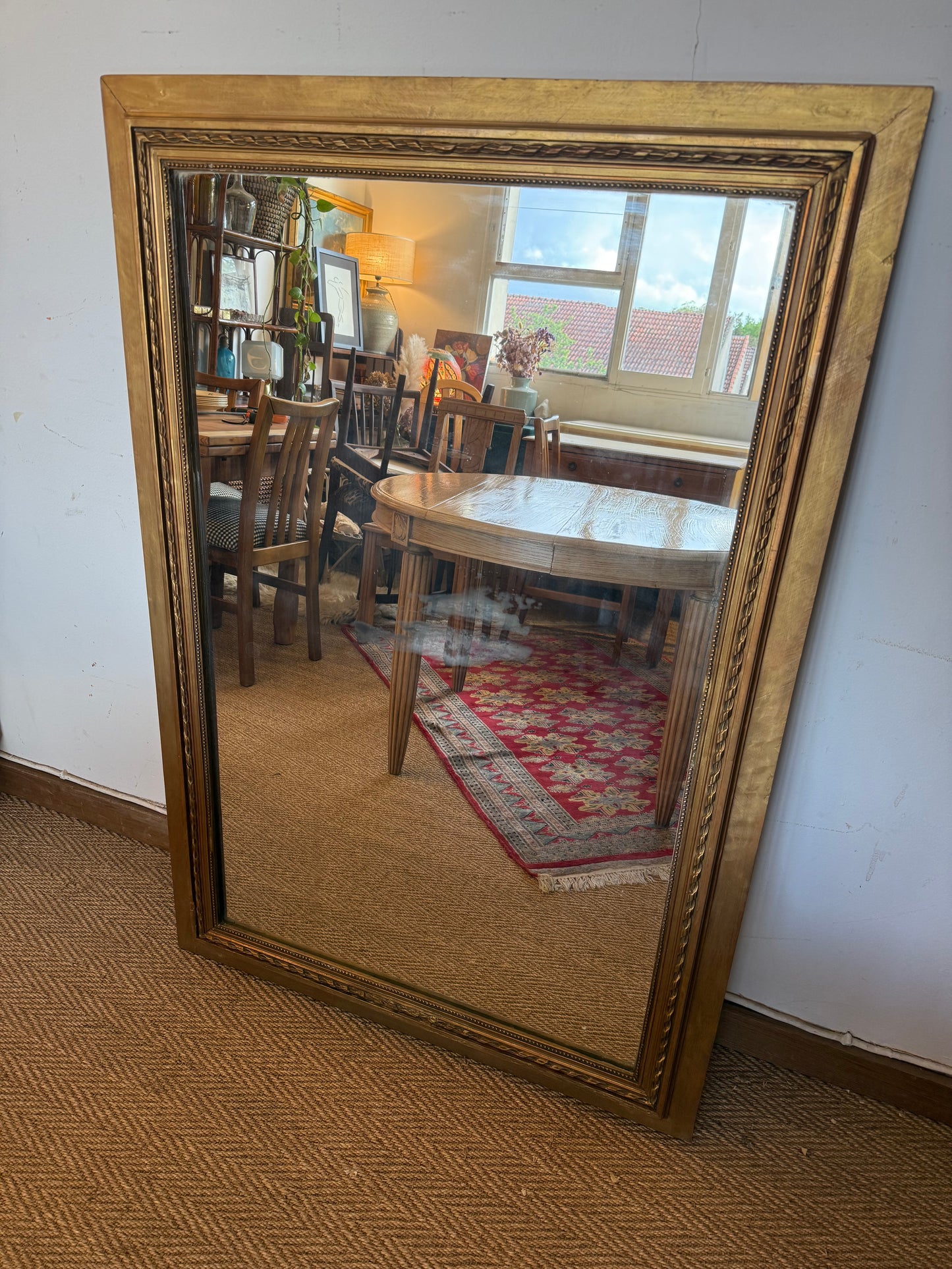Miroir ancien doré bois et stuc
