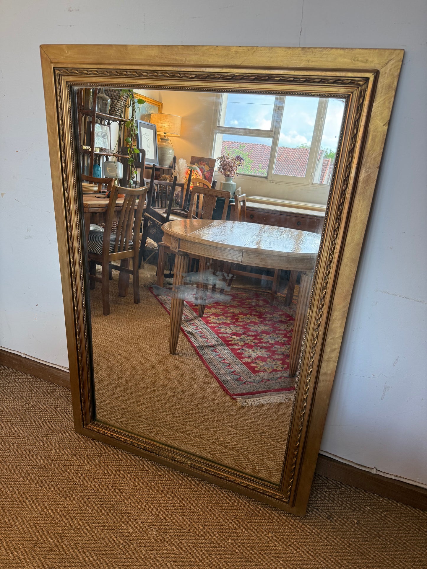 Miroir ancien doré bois et stuc