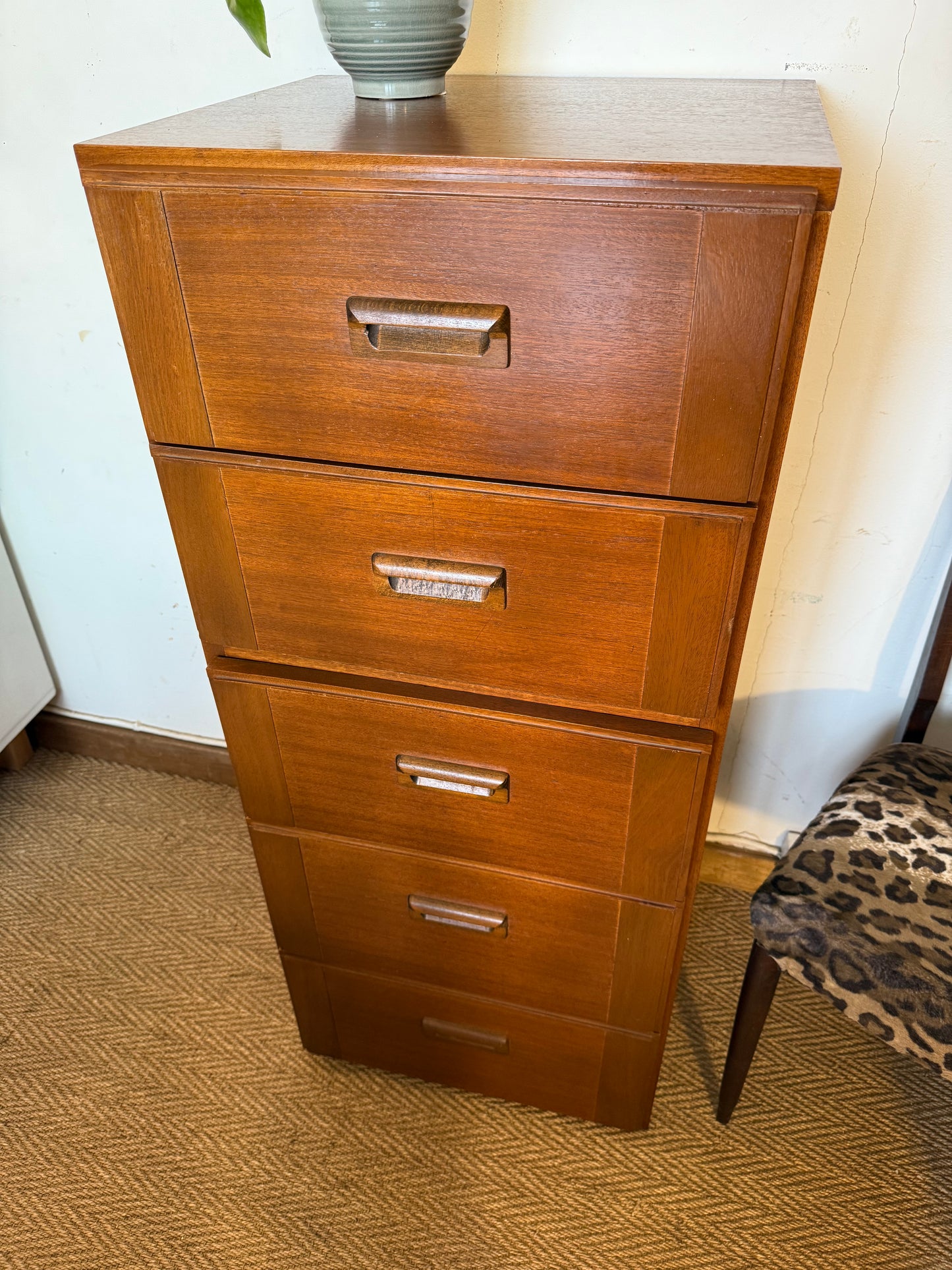 Chiffonnier commode meuble de rangement vintage placage teck