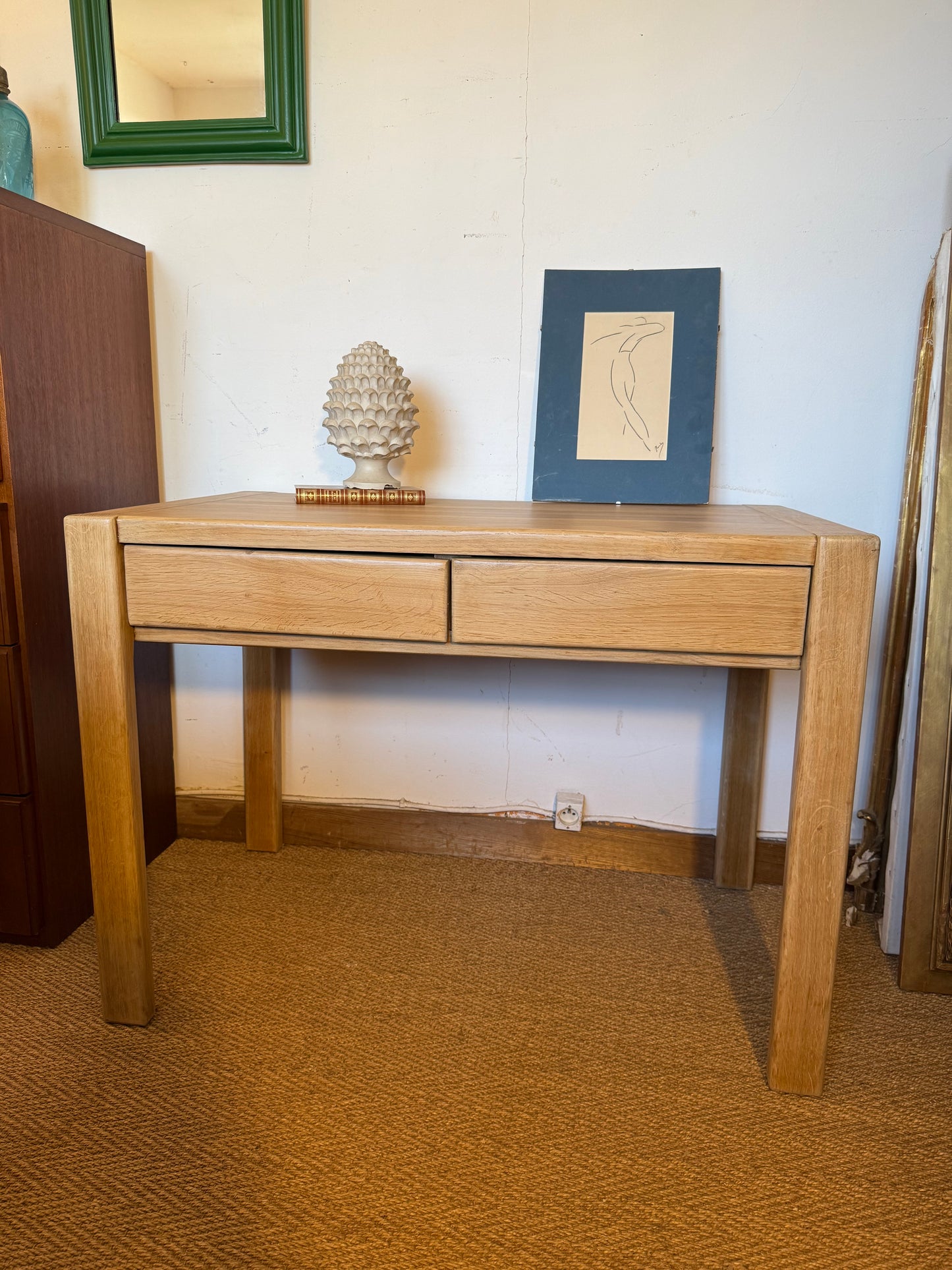 Bureau vintage en bois massif esprit Pierre Chapo