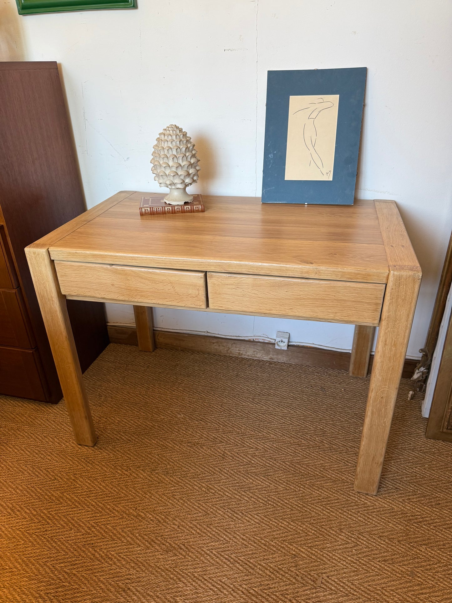 Bureau vintage en bois massif esprit Pierre Chapo