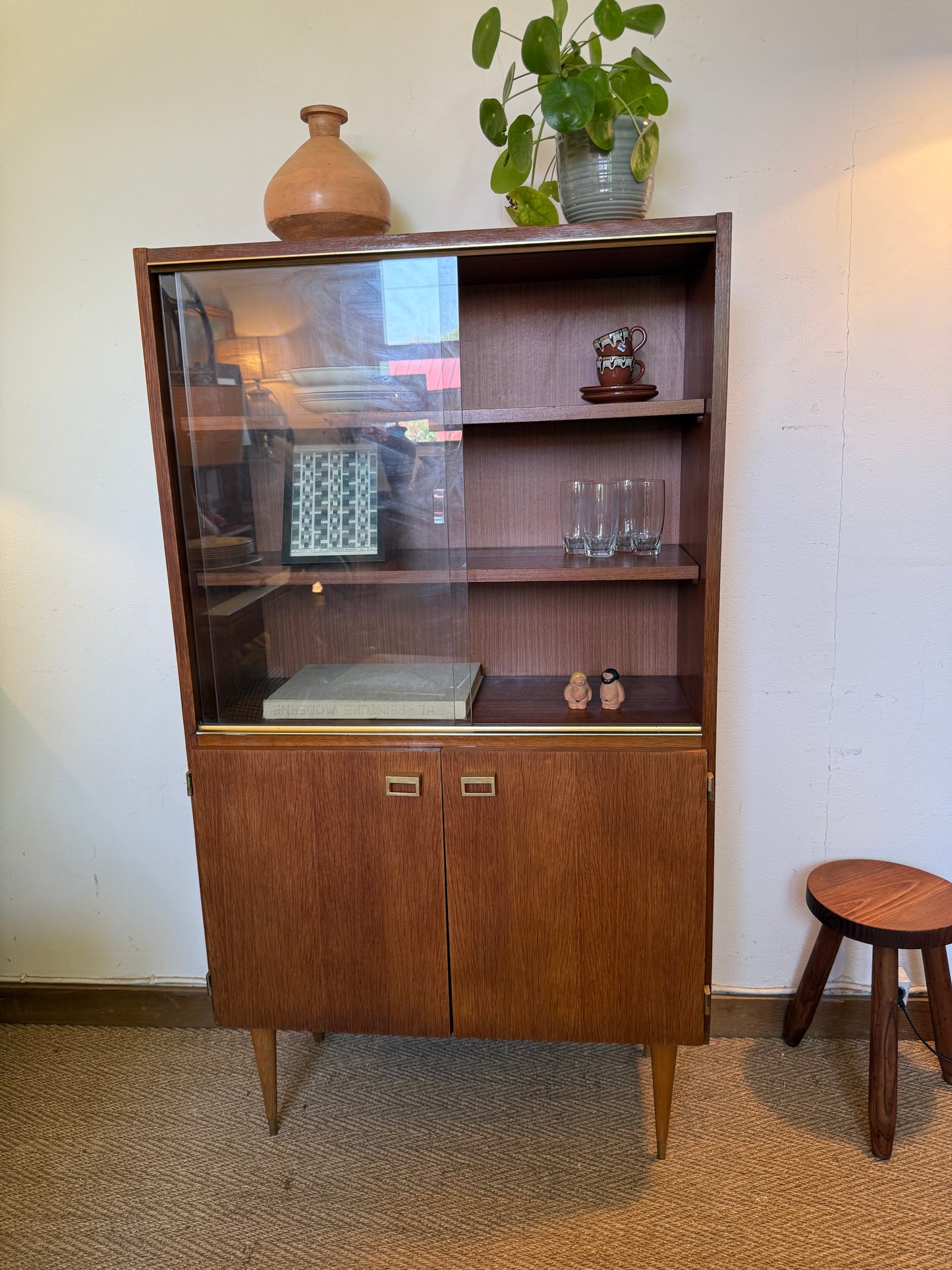 Vaisselier vitrine buffet vintage placage teck