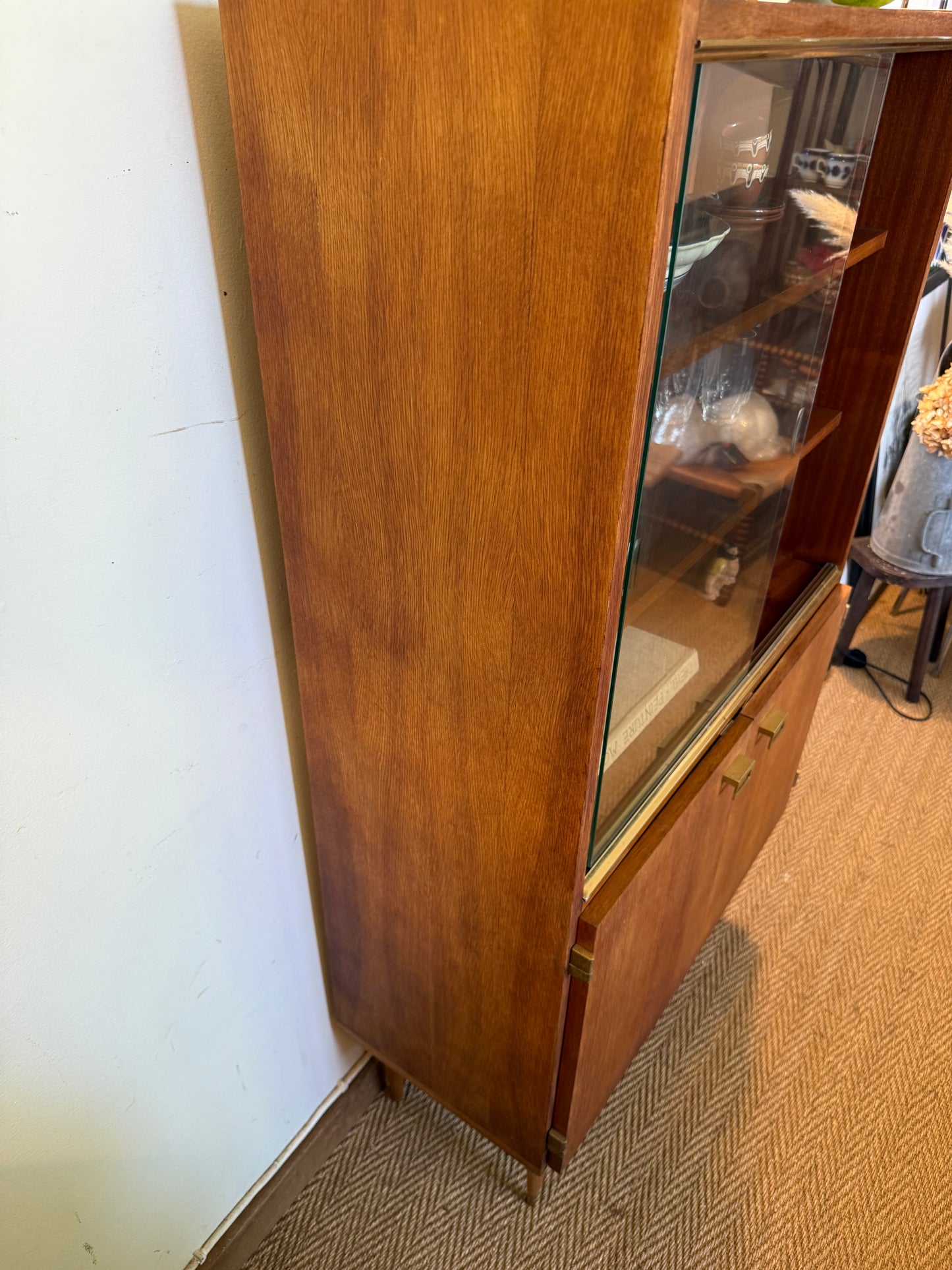Vaisselier vitrine buffet vintage placage teck