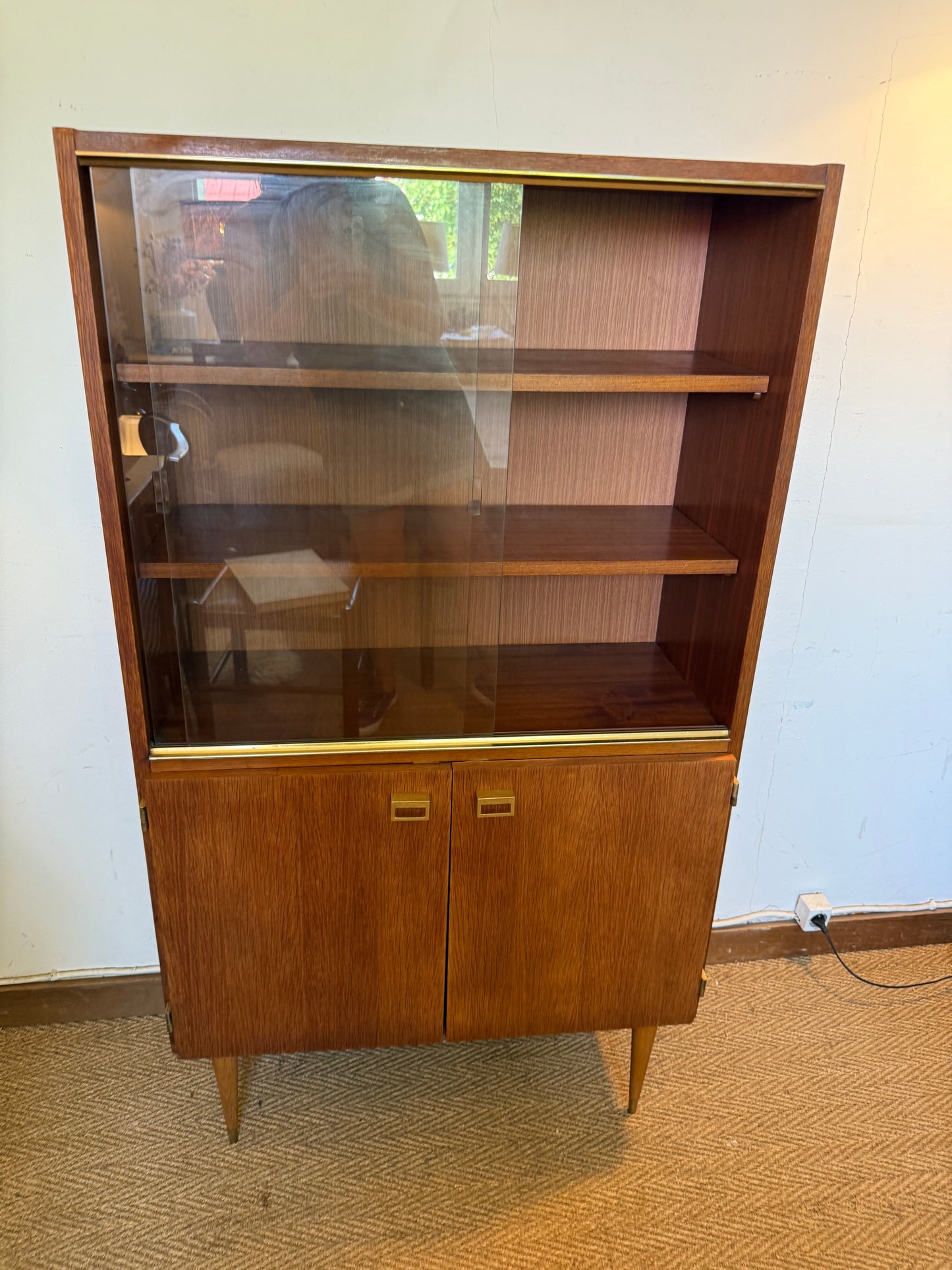 Vaisselier vitrine buffet vintage placage teck