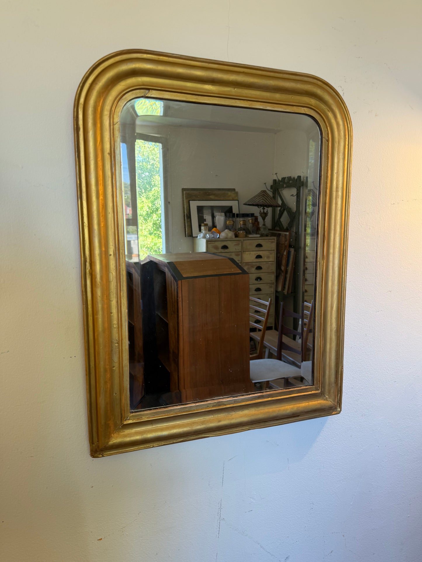 Miroir Louis Philippe vintage doré ancien glace biseautée