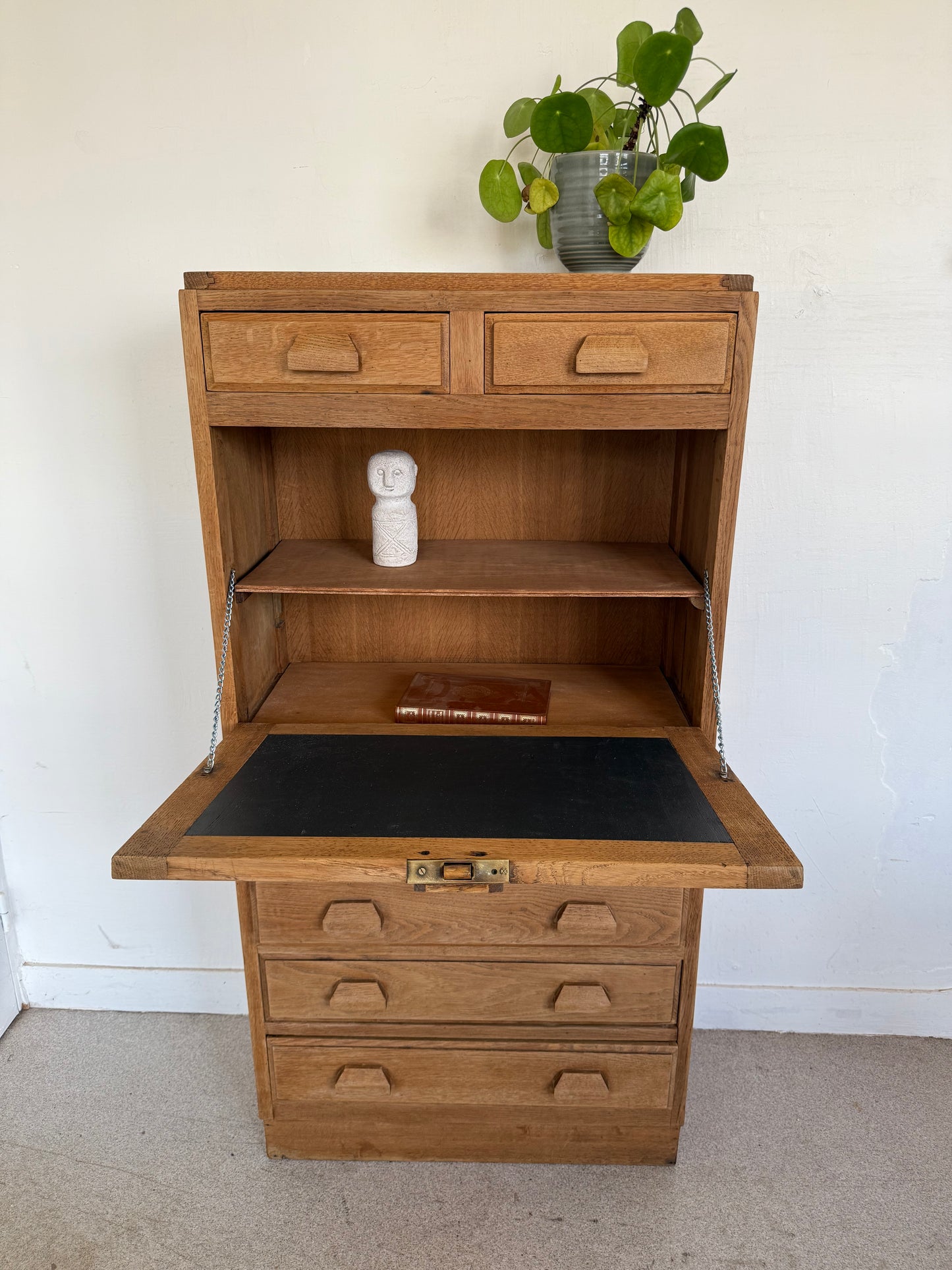 Secrétaire bureau vintage en bois esprit meuble de métier