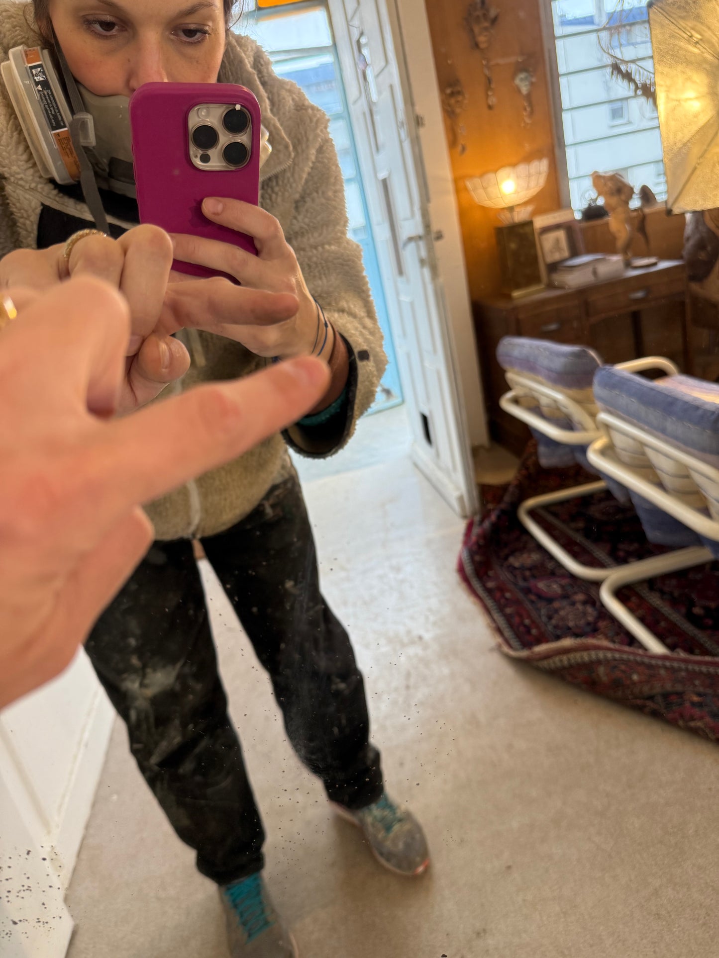 Grand miroir biseauté ancien