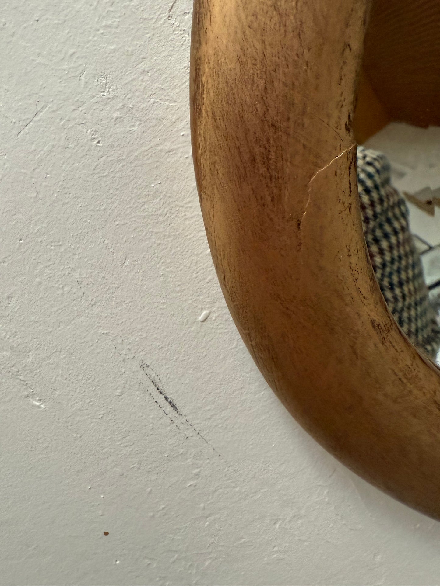 Miroir doré ovale ancien glace biseautée