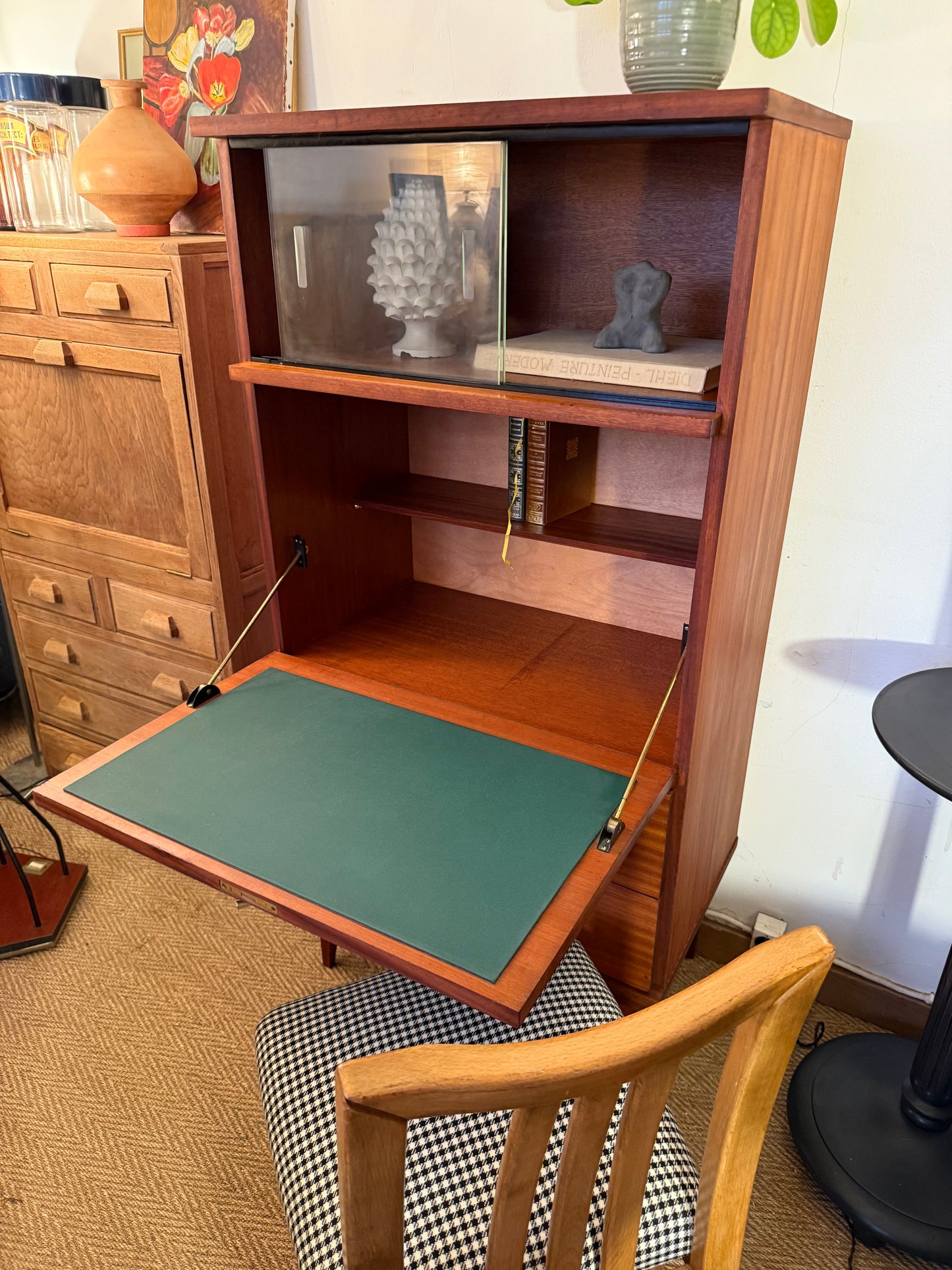 Secrétaire vintage en placage acajou