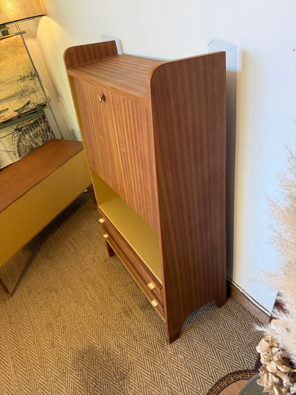 Secrétaire vintage compact placage acajou