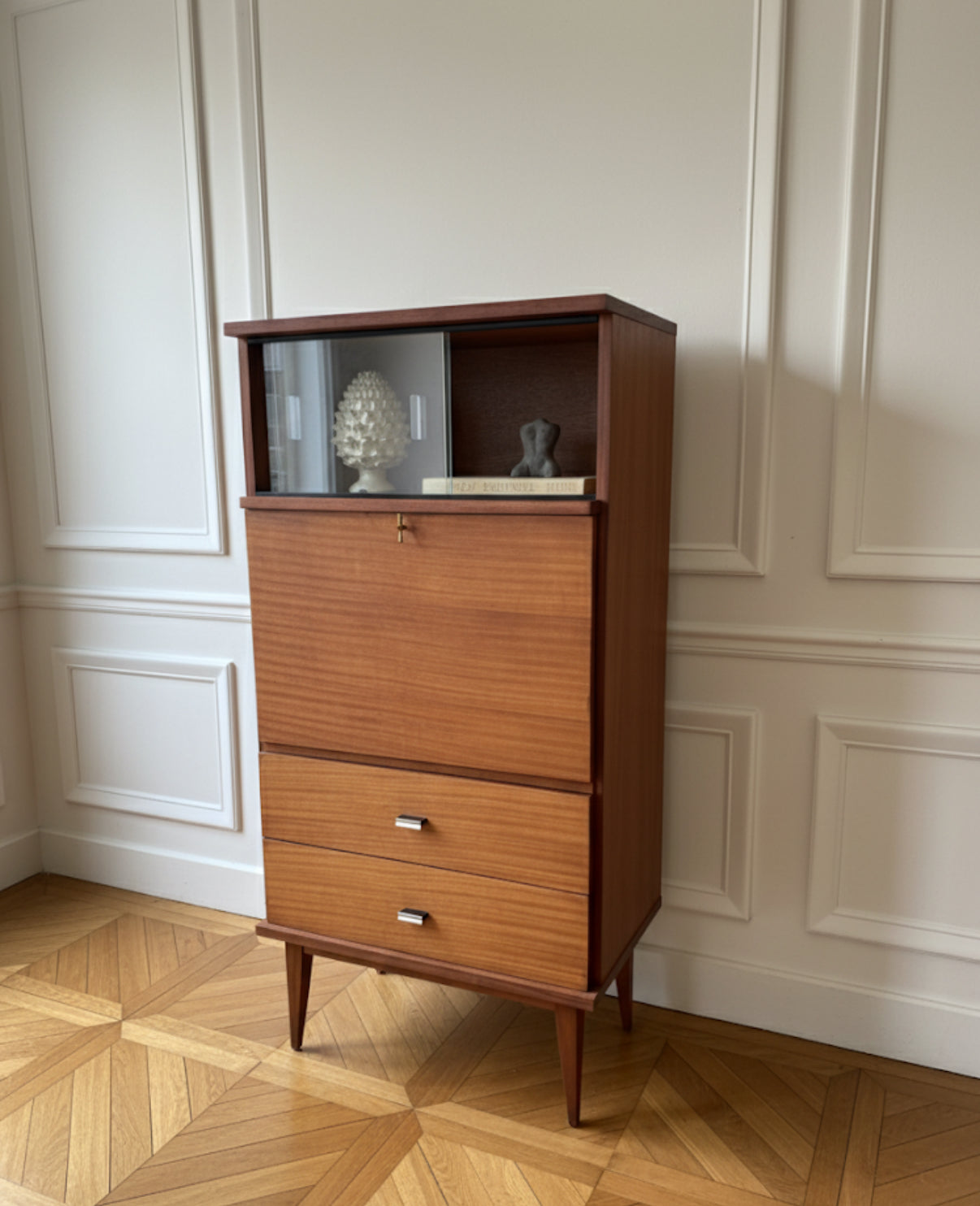 Secrétaire vintage en placage acajou