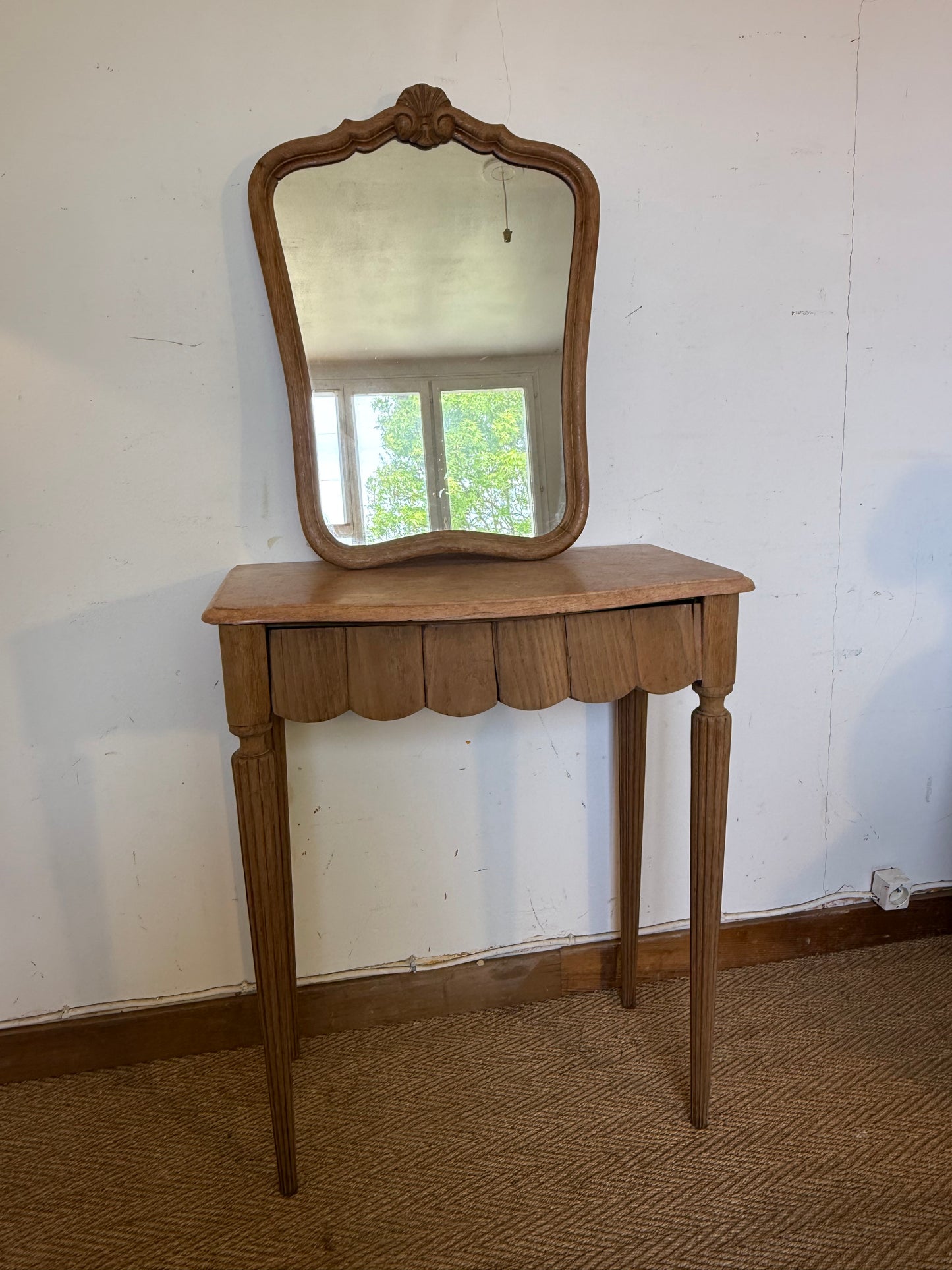 Console desserte Art déco en bois et marbre