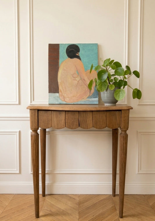 Console desserte Art déco en bois et marbre
