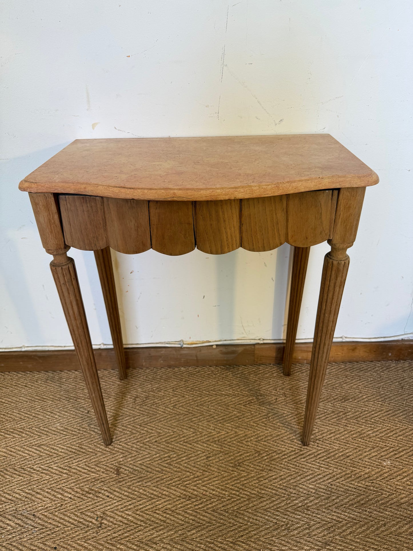 Console desserte Art déco en bois et marbre