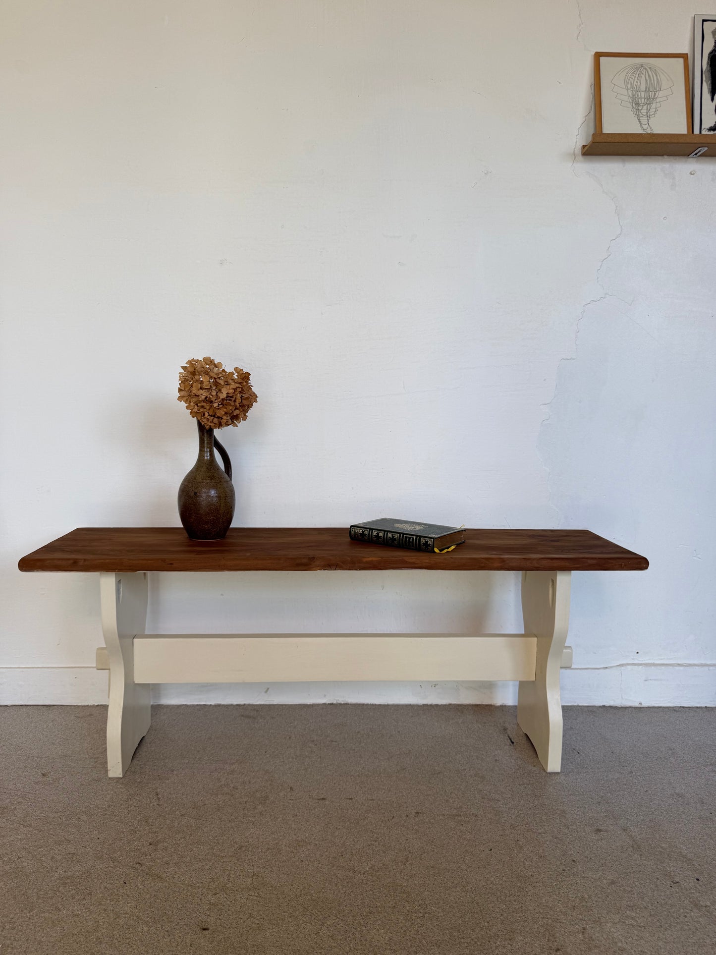 Banc de ferme vintage bois massif