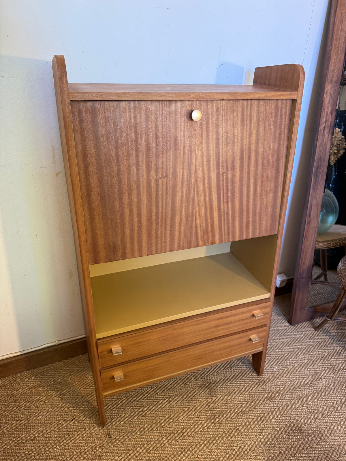 Secrétaire vintage compact placage acajou