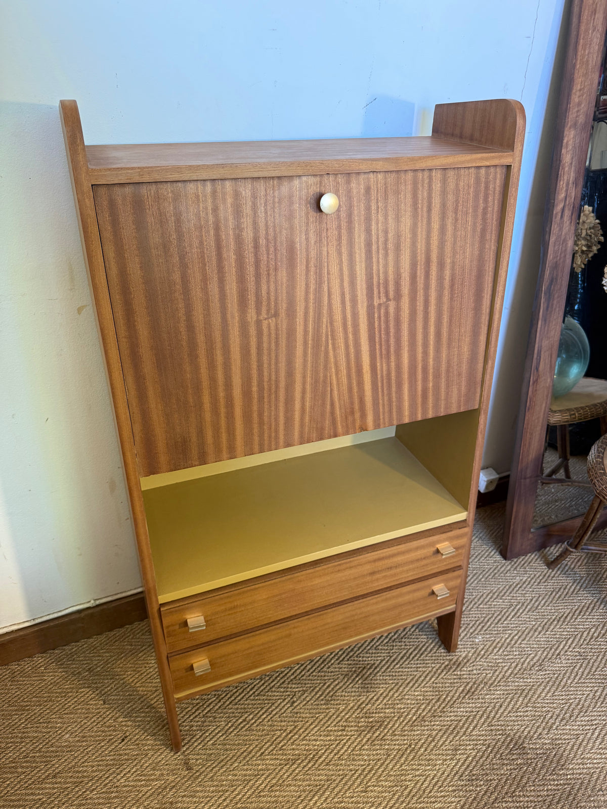 Secrétaire vintage compact placage acajou