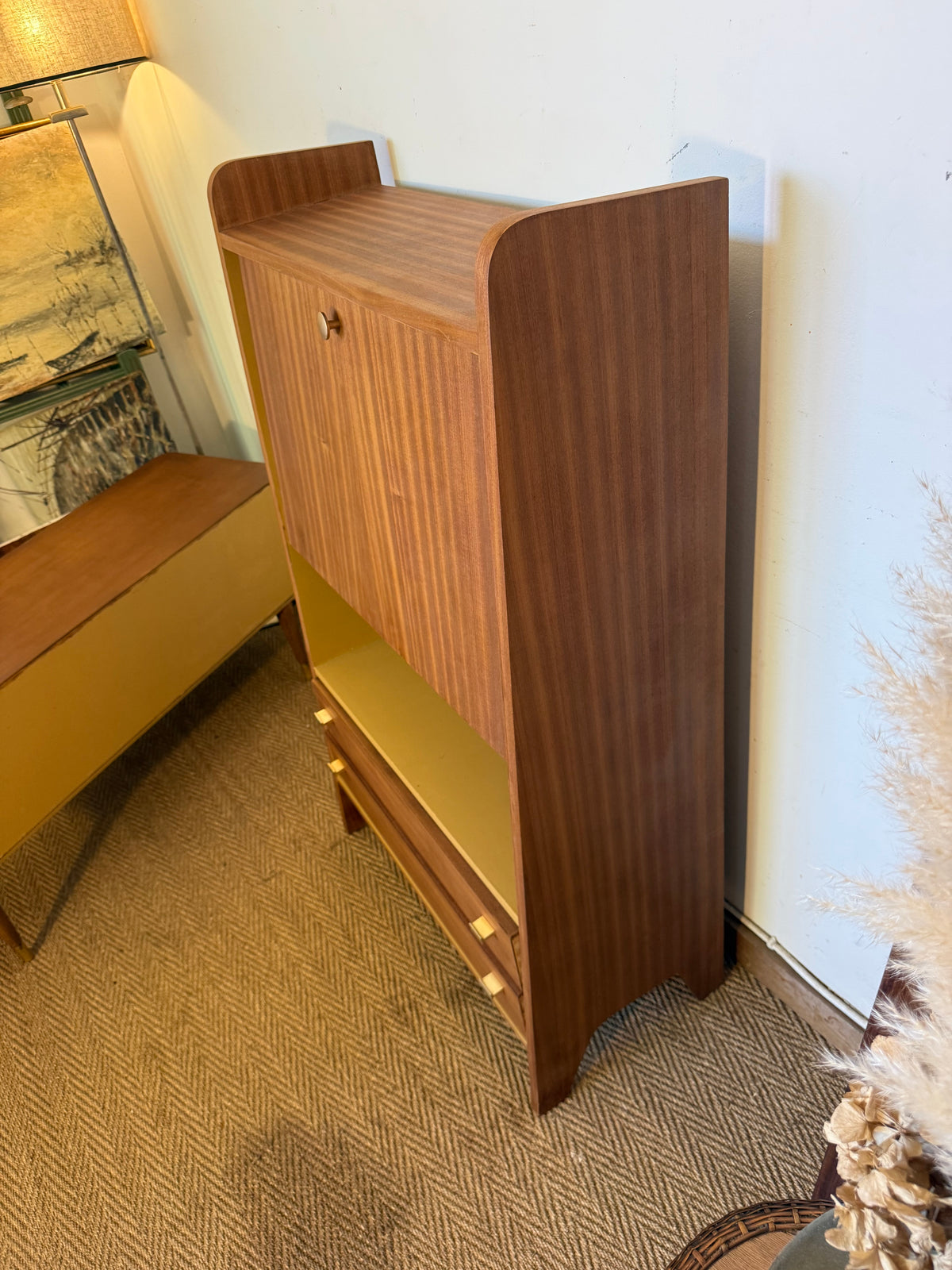 Secrétaire vintage compact placage acajou