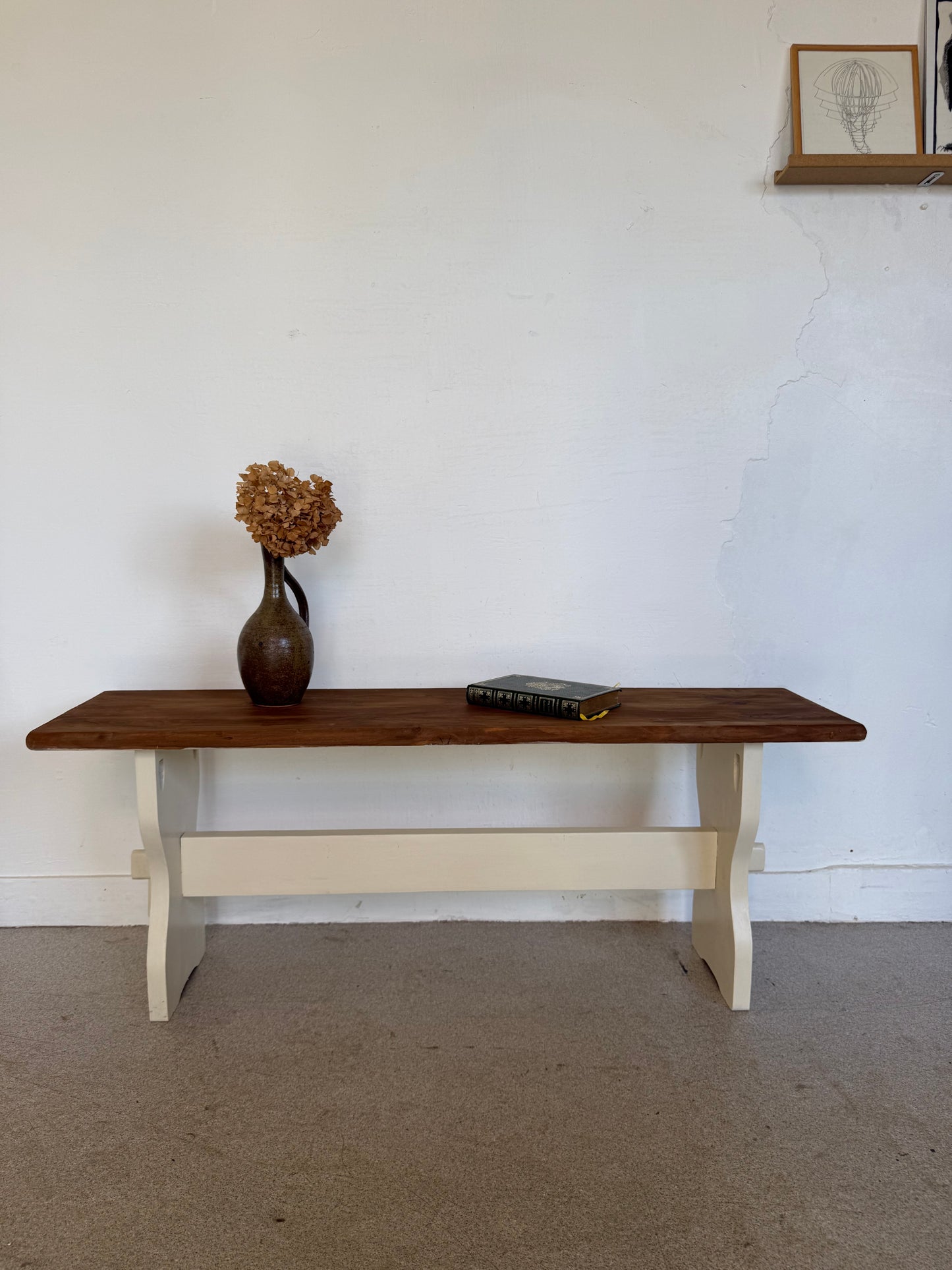 Banc de ferme vintage bois massif
