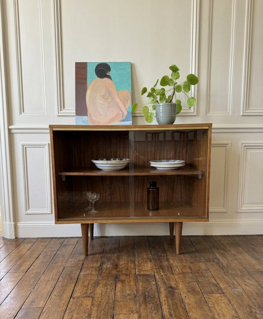 Petite enfilade vitrine buffet vintage placage teck