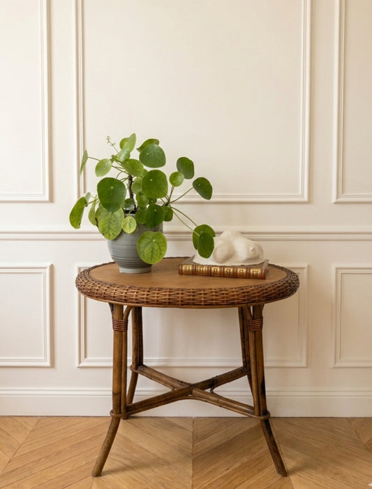 Table d’appoint en rotin vintage