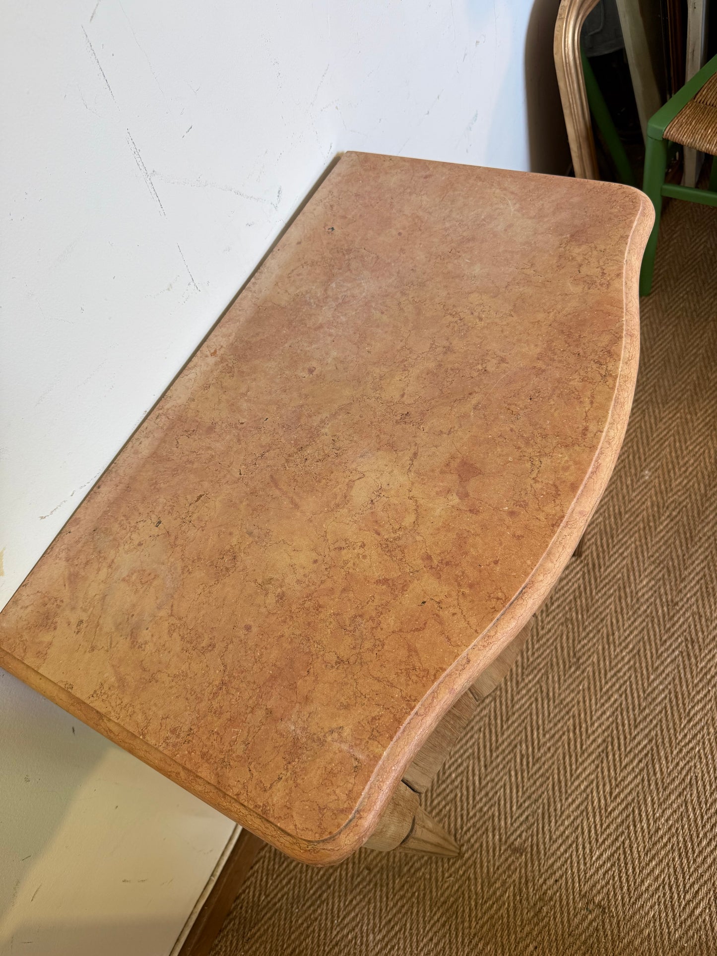 Console desserte Art déco en bois et marbre