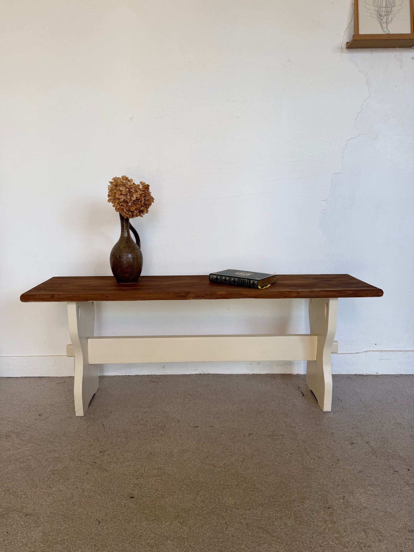 Banc de ferme vintage bois massif