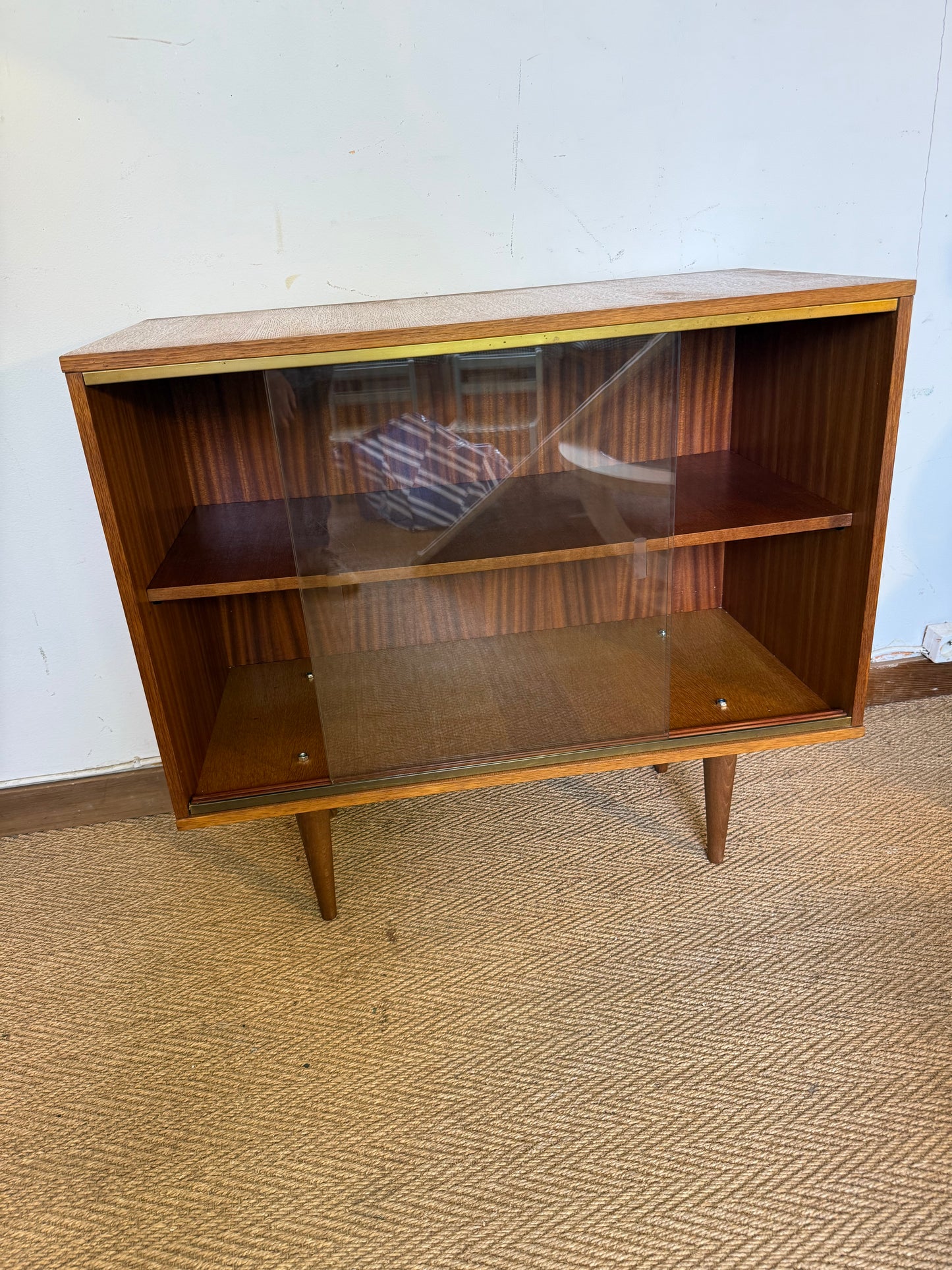 Petite enfilade vitrine buffet vintage placage teck