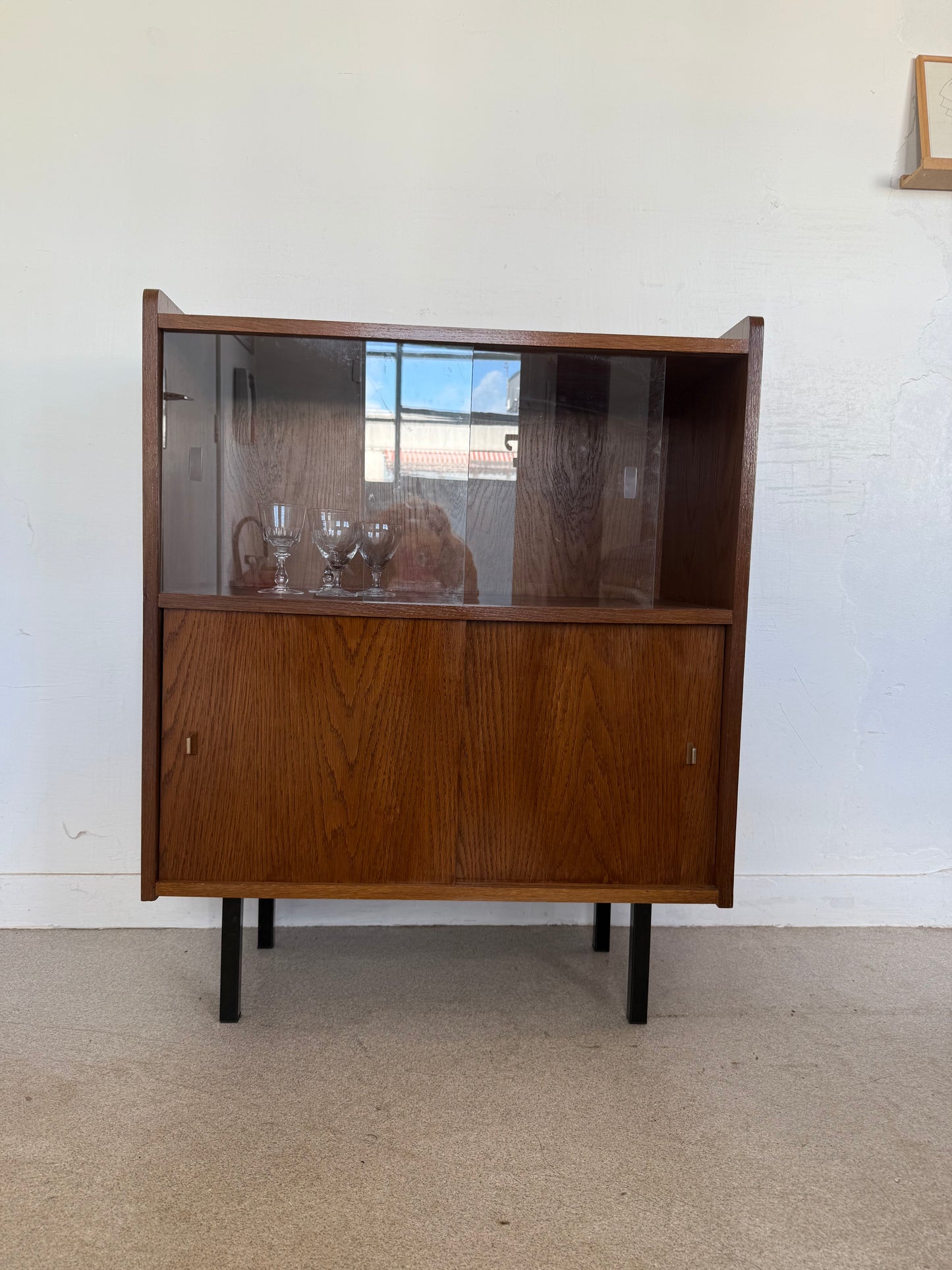 Buffet vaisselier vintage placage chêne