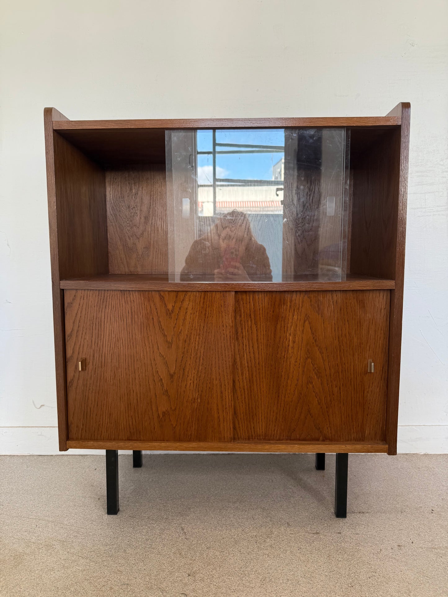 Buffet vaisselier vintage placage chêne