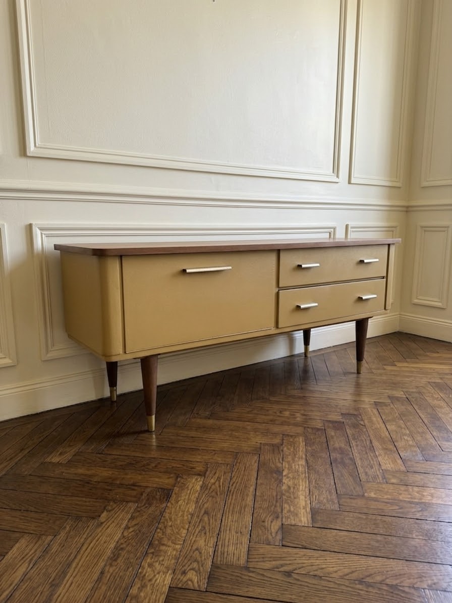 Enfilade vintage meuble bas tv pieds compas