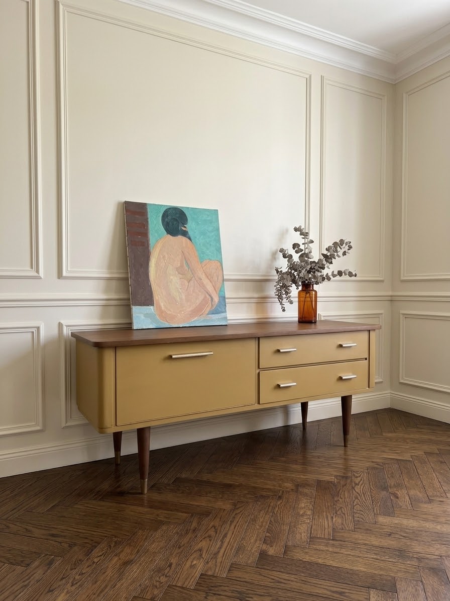 Enfilade vintage meuble bas tv pieds compas