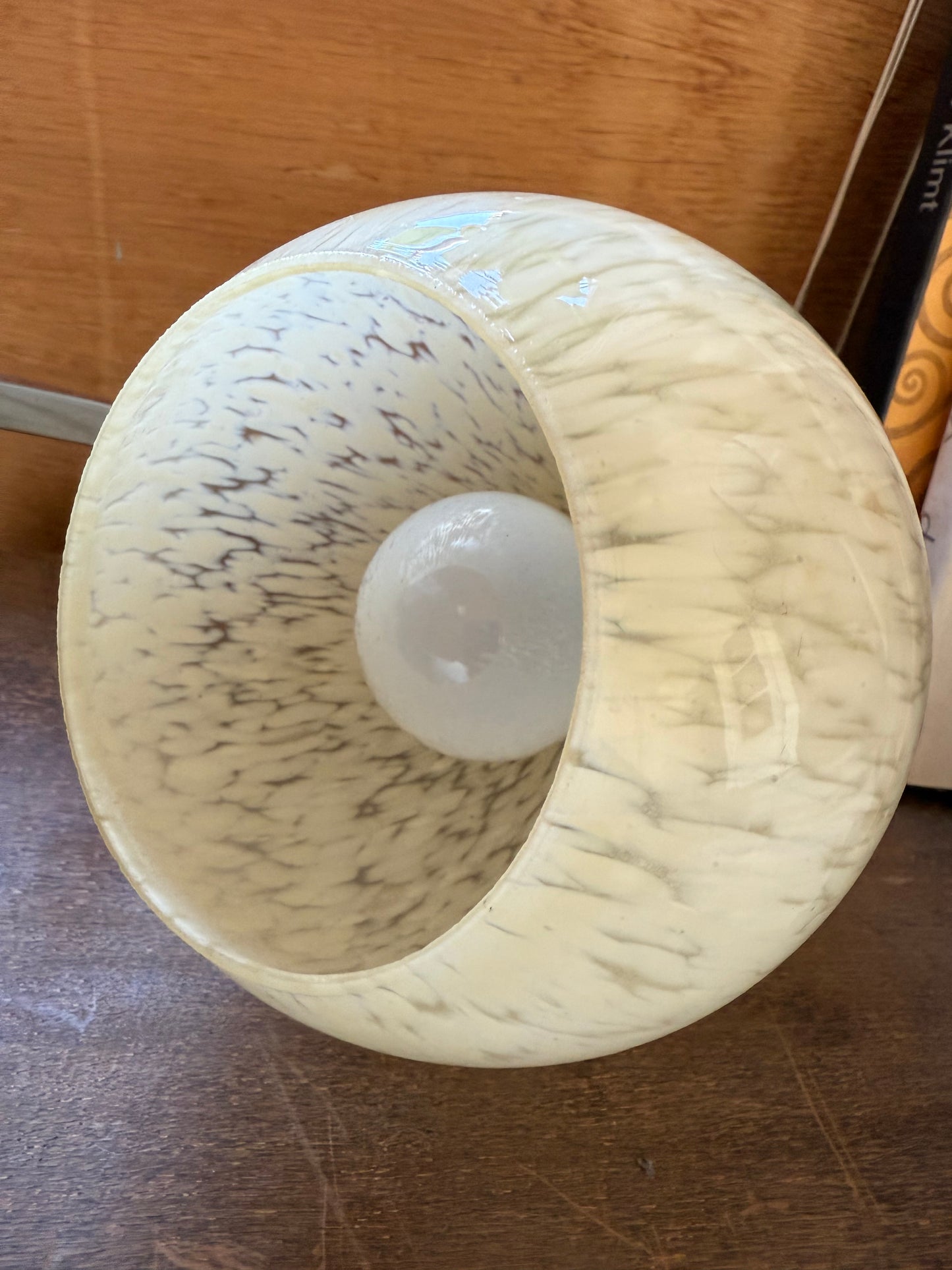 Lampe à poser / chevet art déco vintage bois métal et verre de Clichy