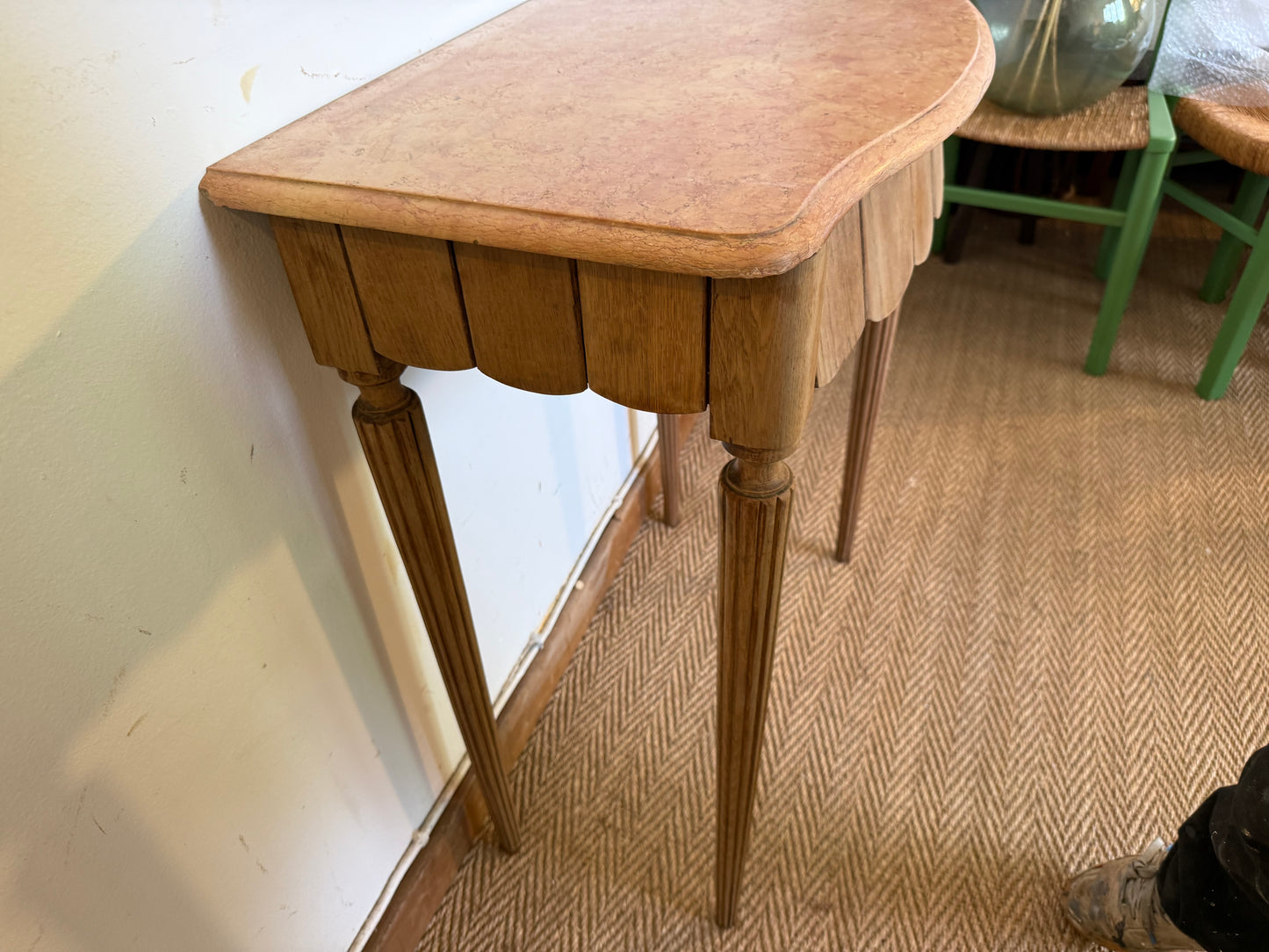 Console desserte Art déco en bois et marbre