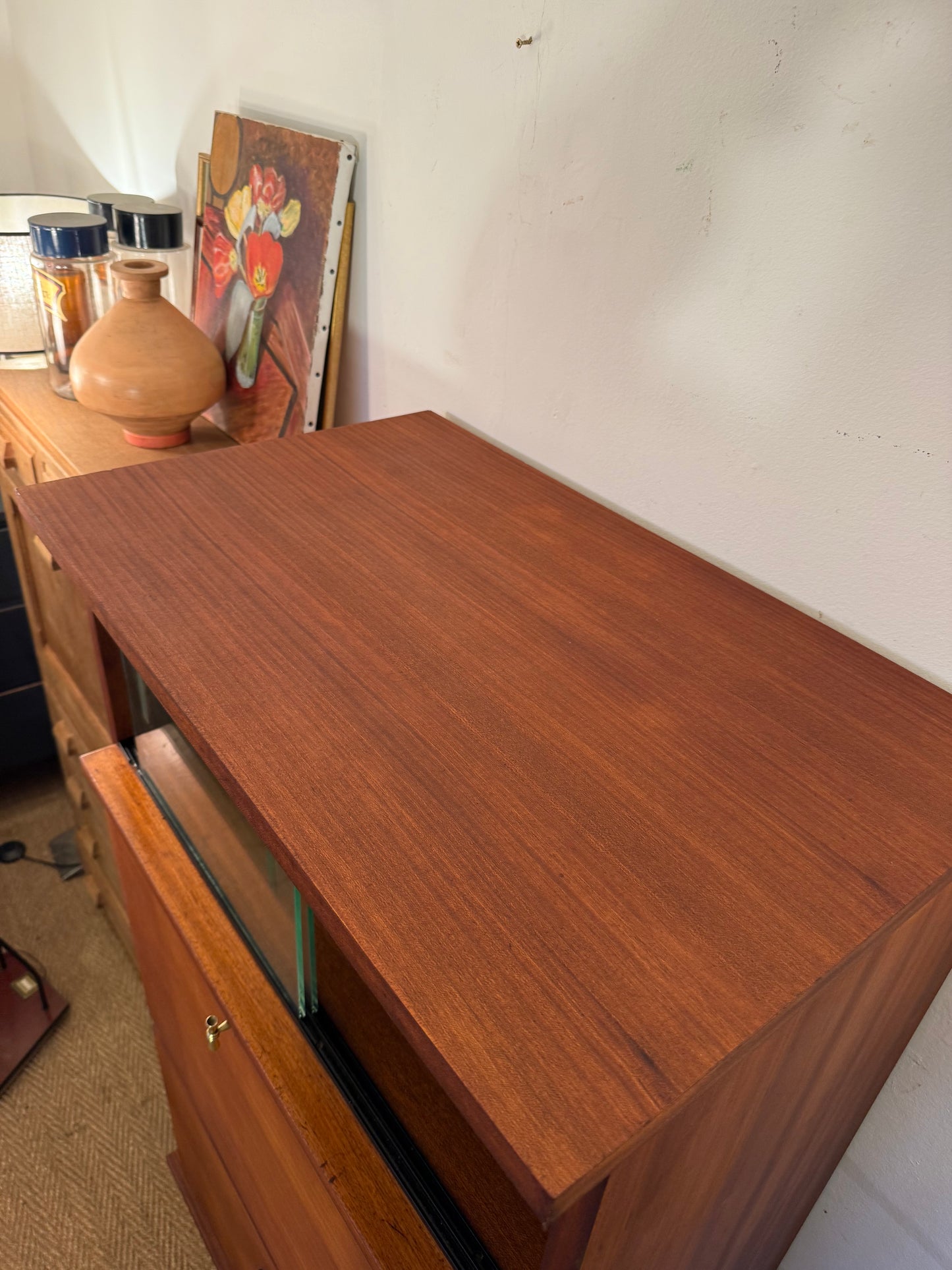 Secrétaire vintage en placage acajou