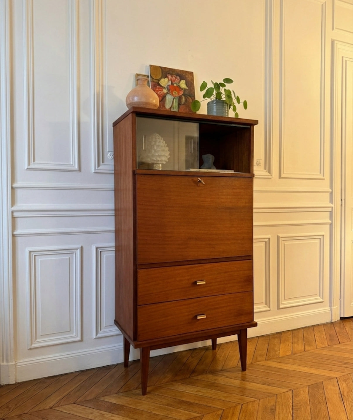 Secrétaire vintage en placage acajou