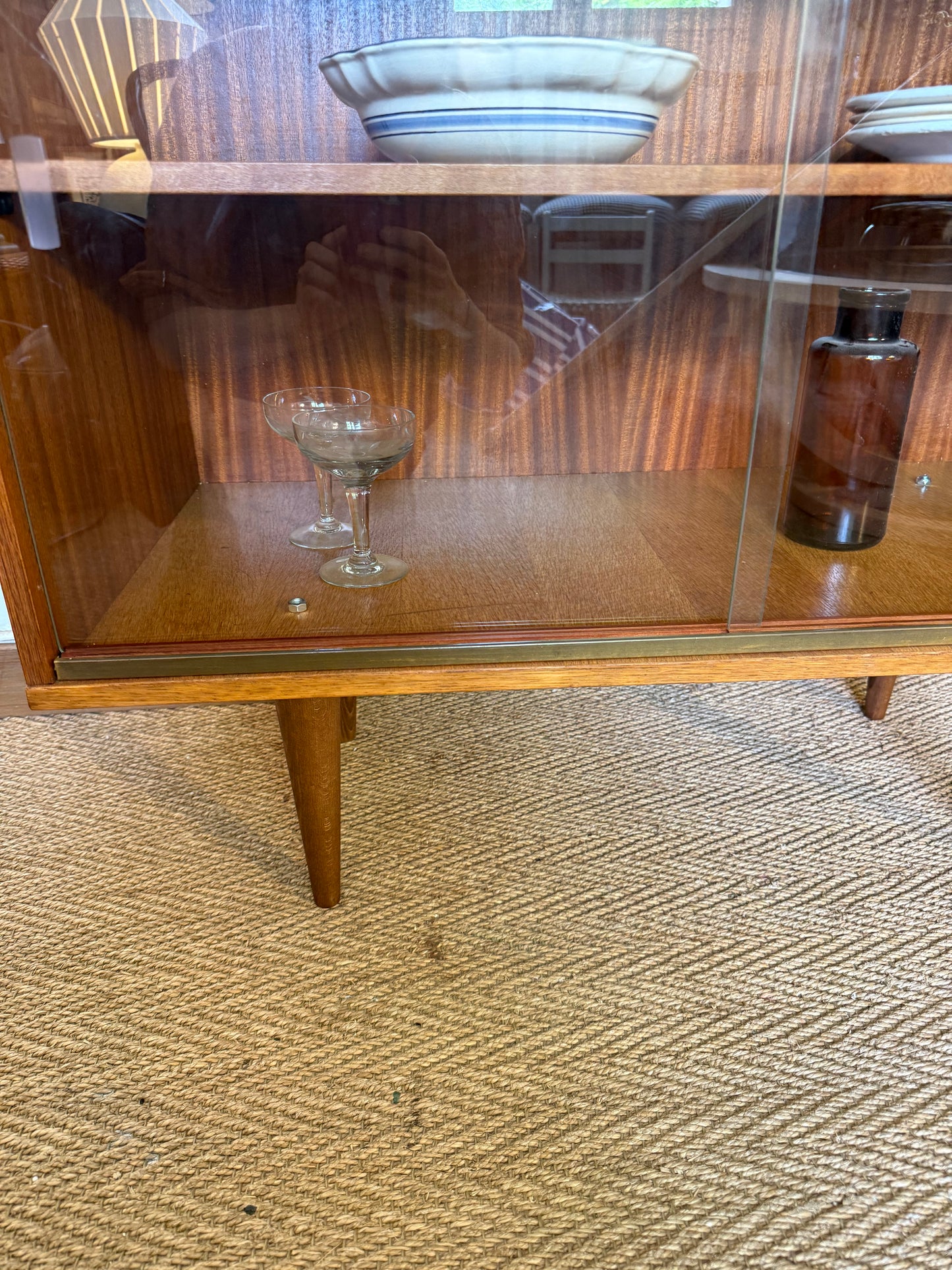 Petite enfilade vitrine buffet vintage placage teck