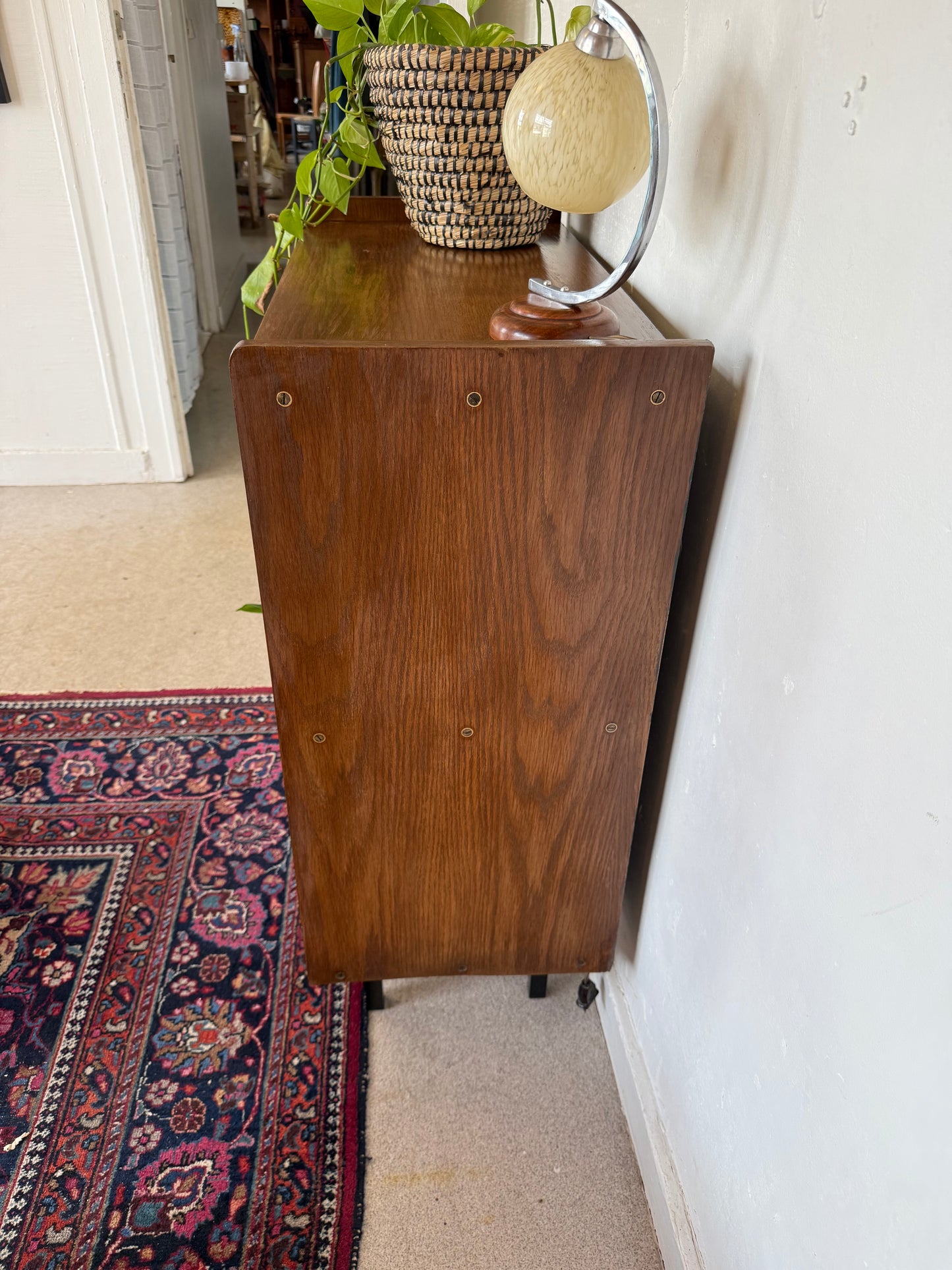 Buffet vaisselier vintage placage chêne