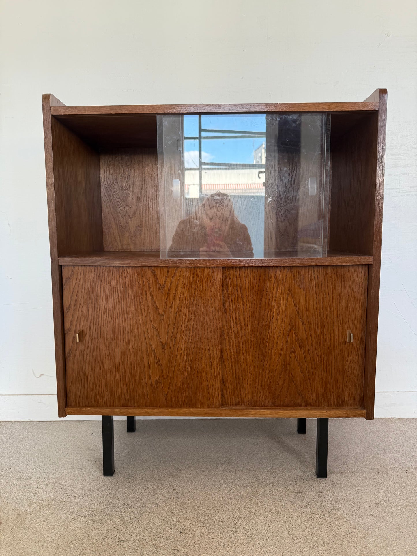 Buffet vaisselier vintage placage chêne