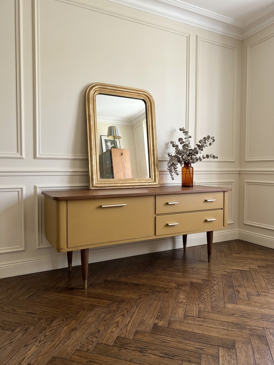 Enfilade vintage meuble bas tv pieds compas