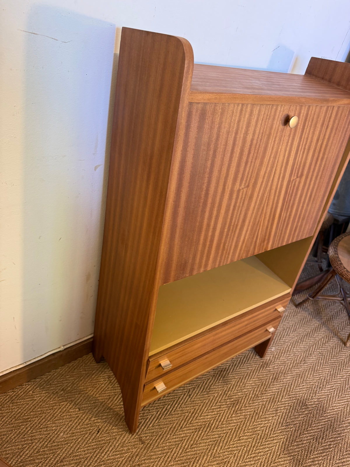 Secrétaire vintage compact placage acajou