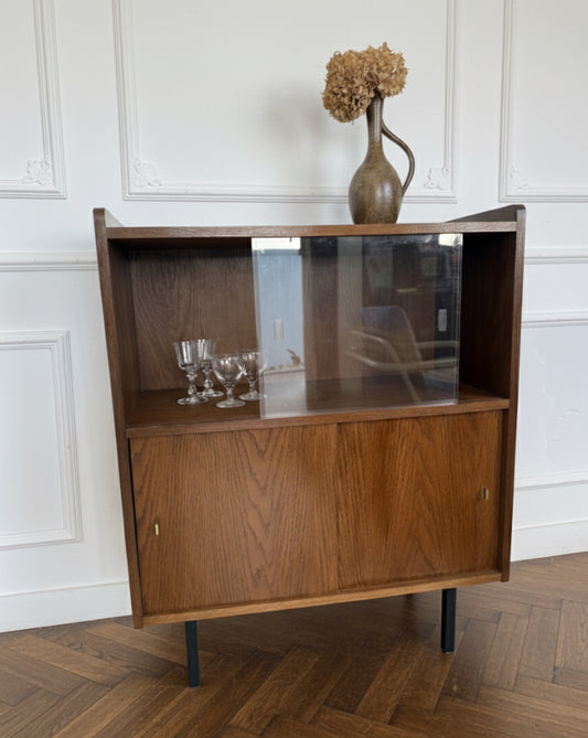 Buffet vaisselier vintage placage chêne