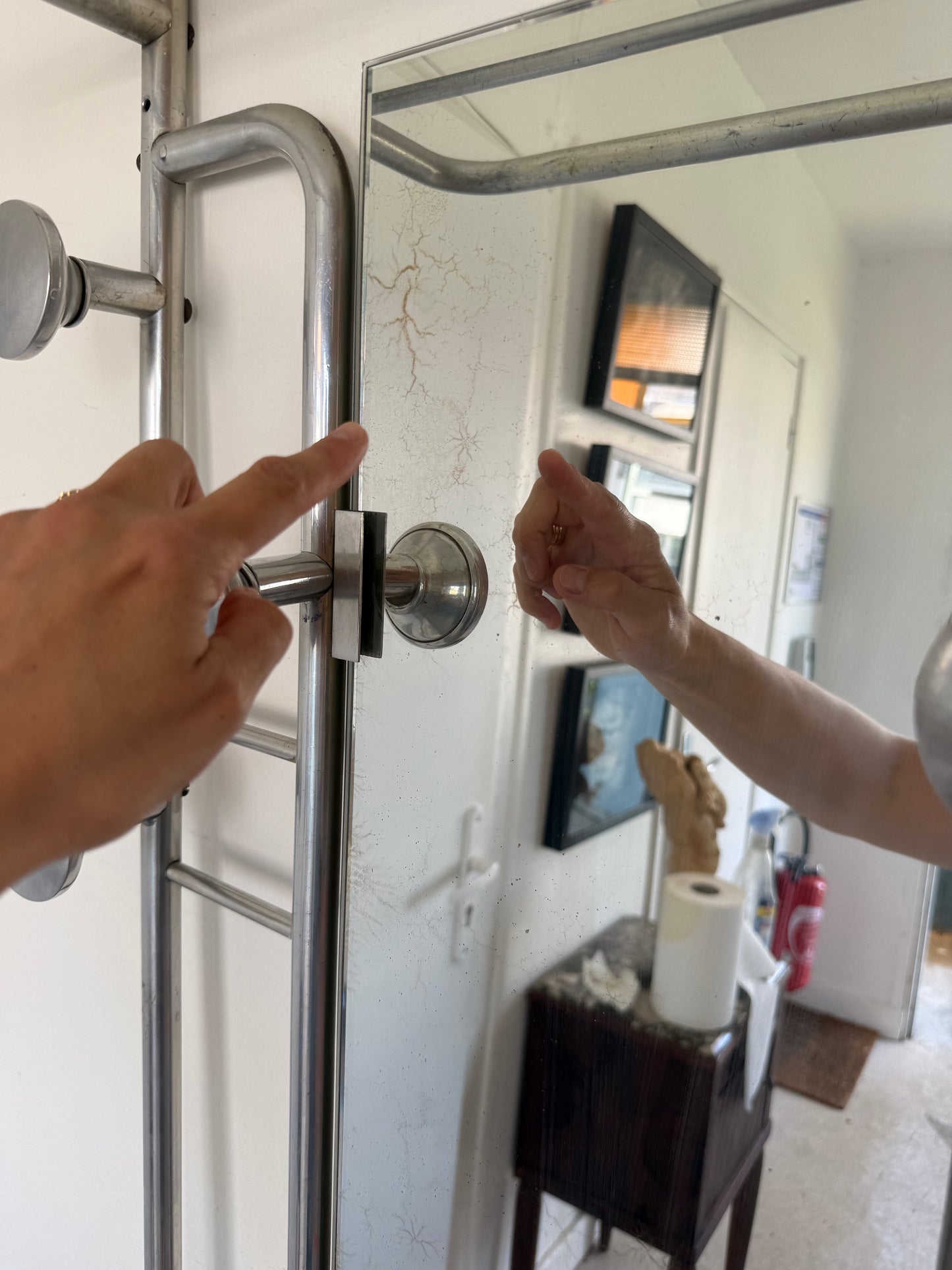 Porte manteau vintage en aluminium brossé années 50